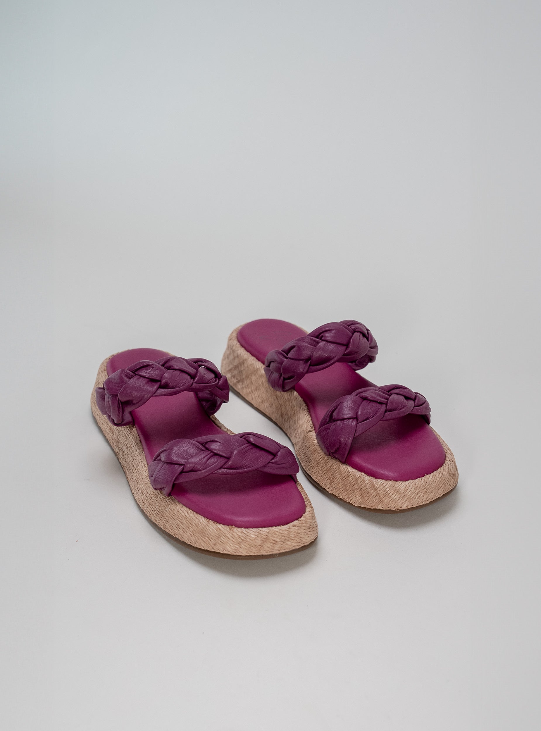 Anabela Flatform Couro Bela Fucsia