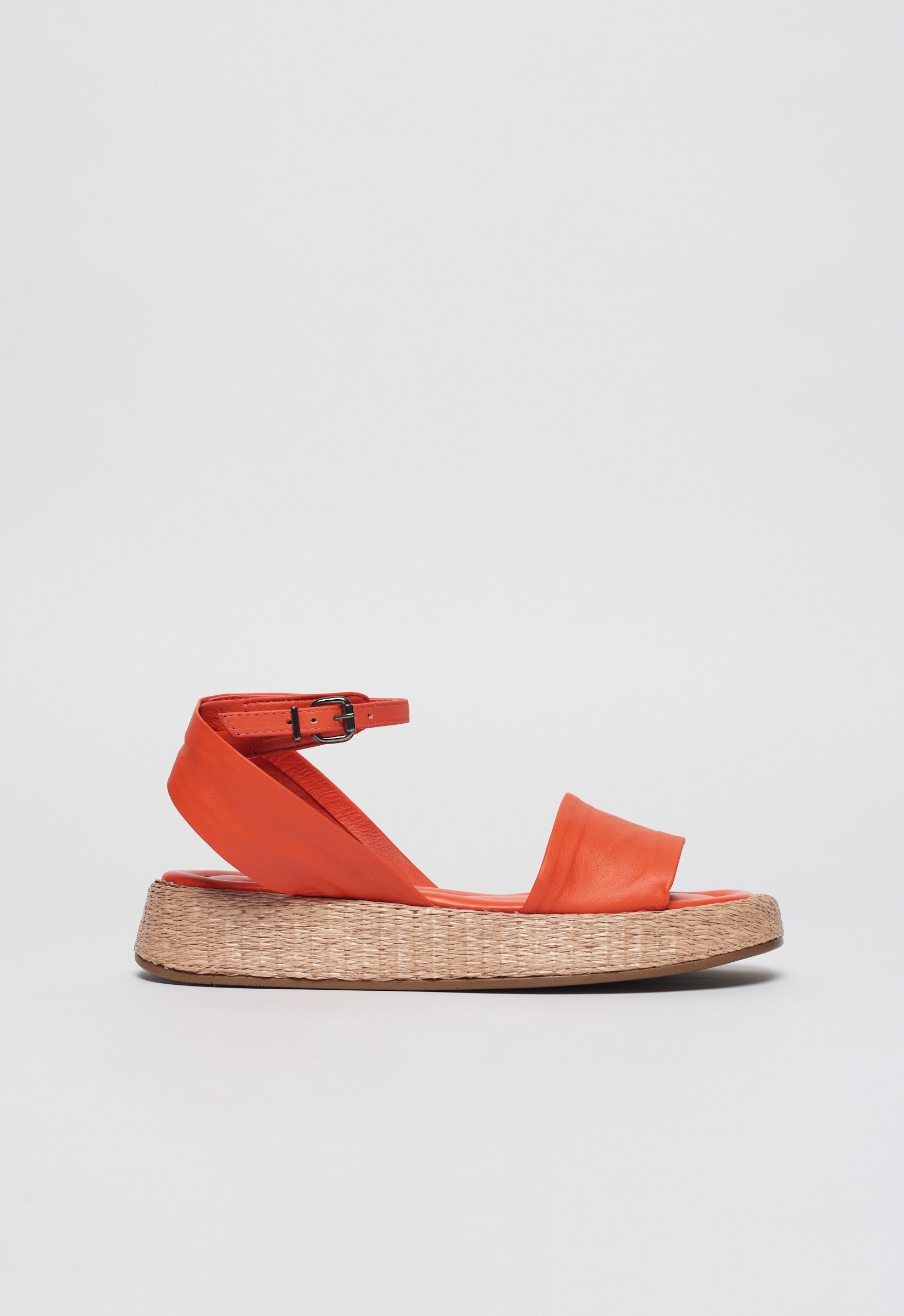 Anabela Flatform Couro Ana Laranja