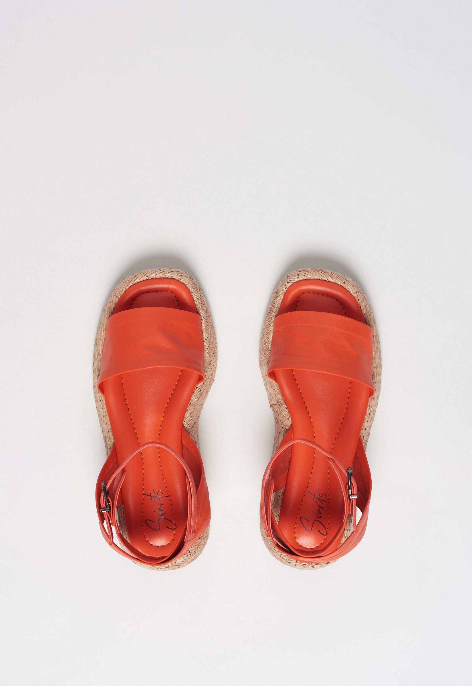 Anabela Flatform Couro Ana Laranja