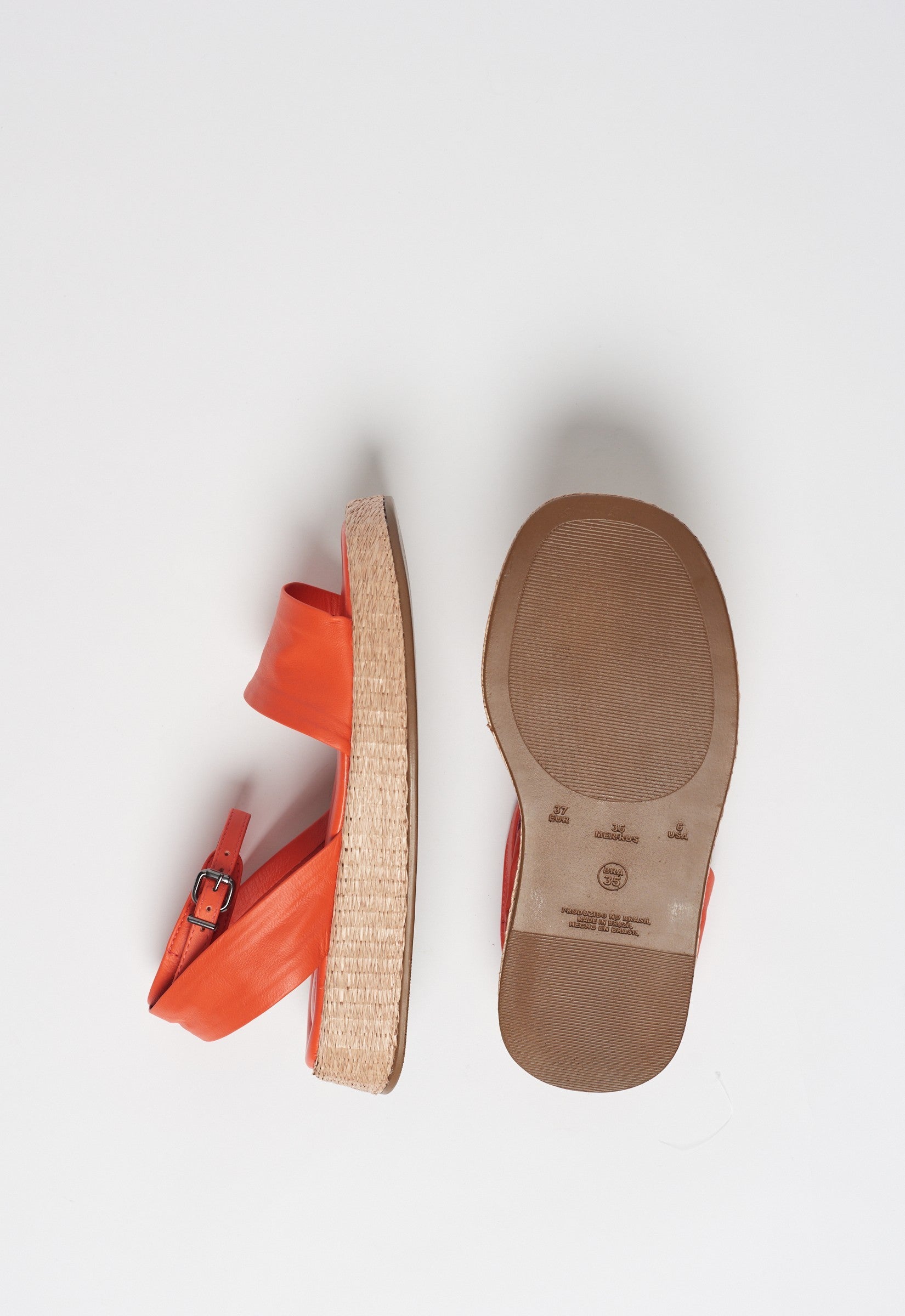 Anabela Flatform Couro Ana Laranja