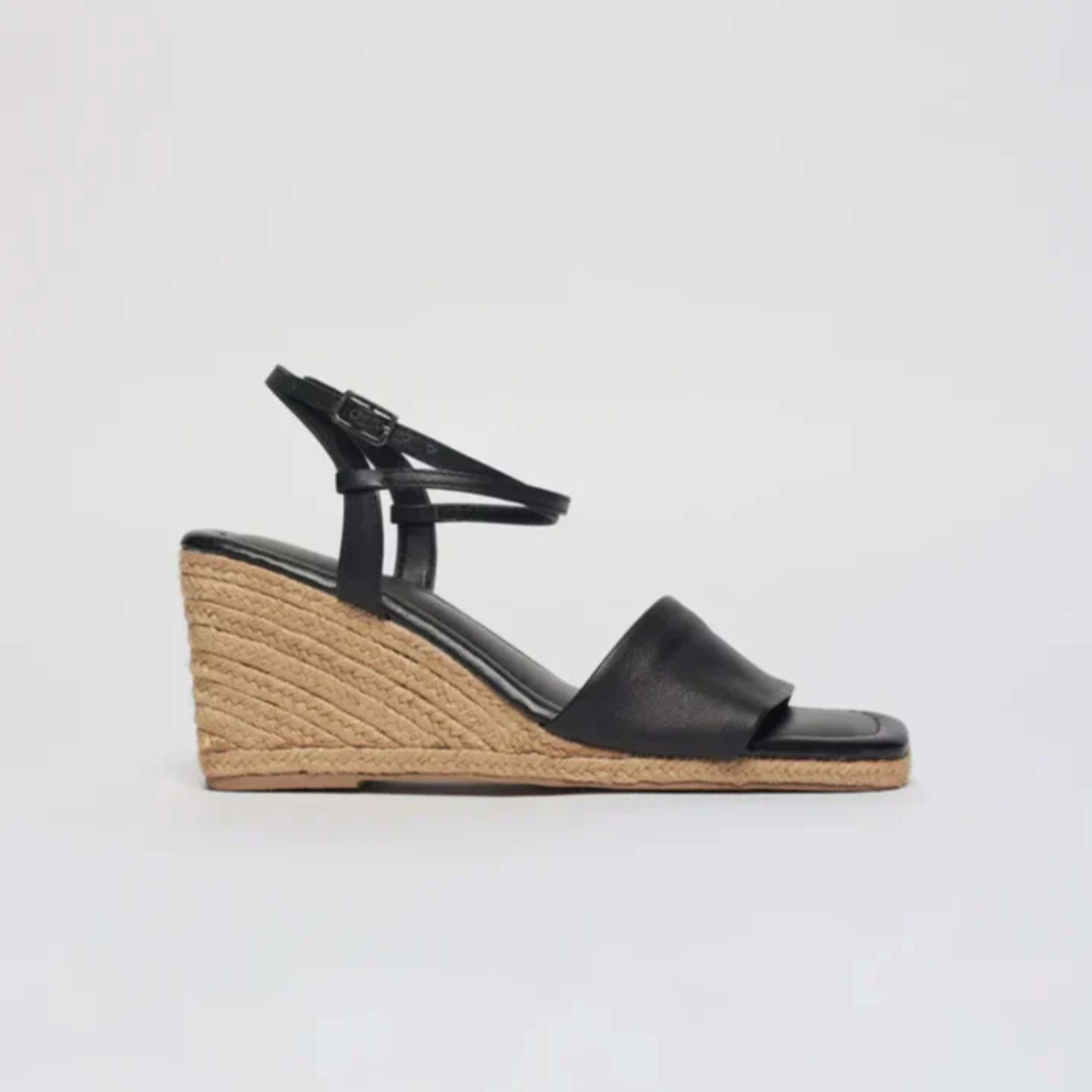 Anabela Couro Corda Tira Marina Preto