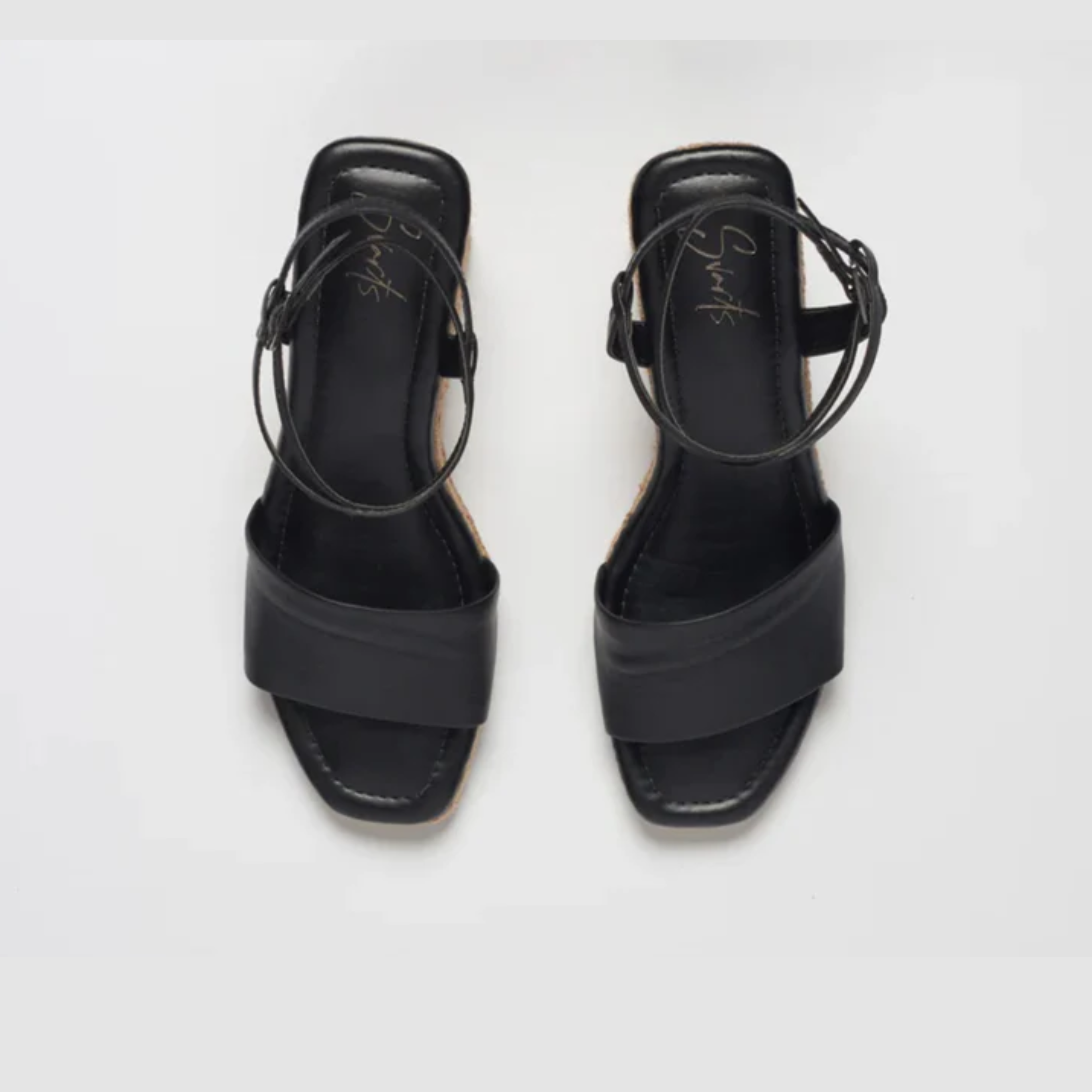 Anabela Couro Corda Tira Marina Preto