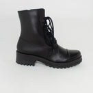 Bota Coturno Couro Preta