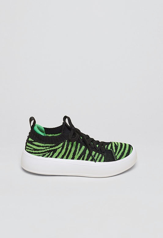 Tênis Knit Amarração Plataforma Zebra Verde