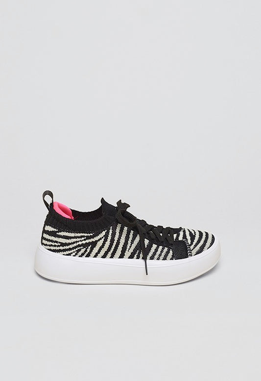 Tênis Knit Amarração Plataforma Zebra Branca