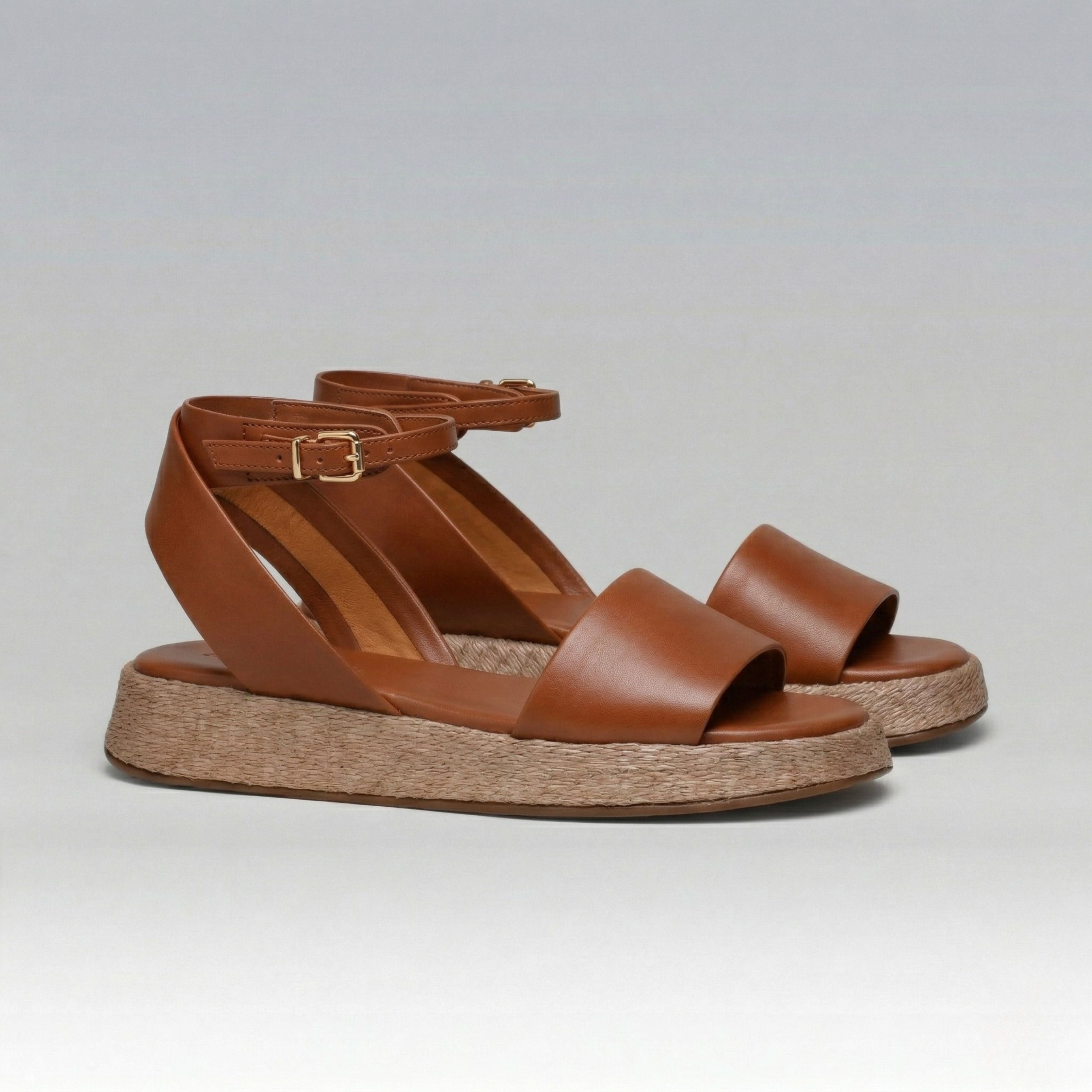 Anabela Flatform Couro Ana Whisky