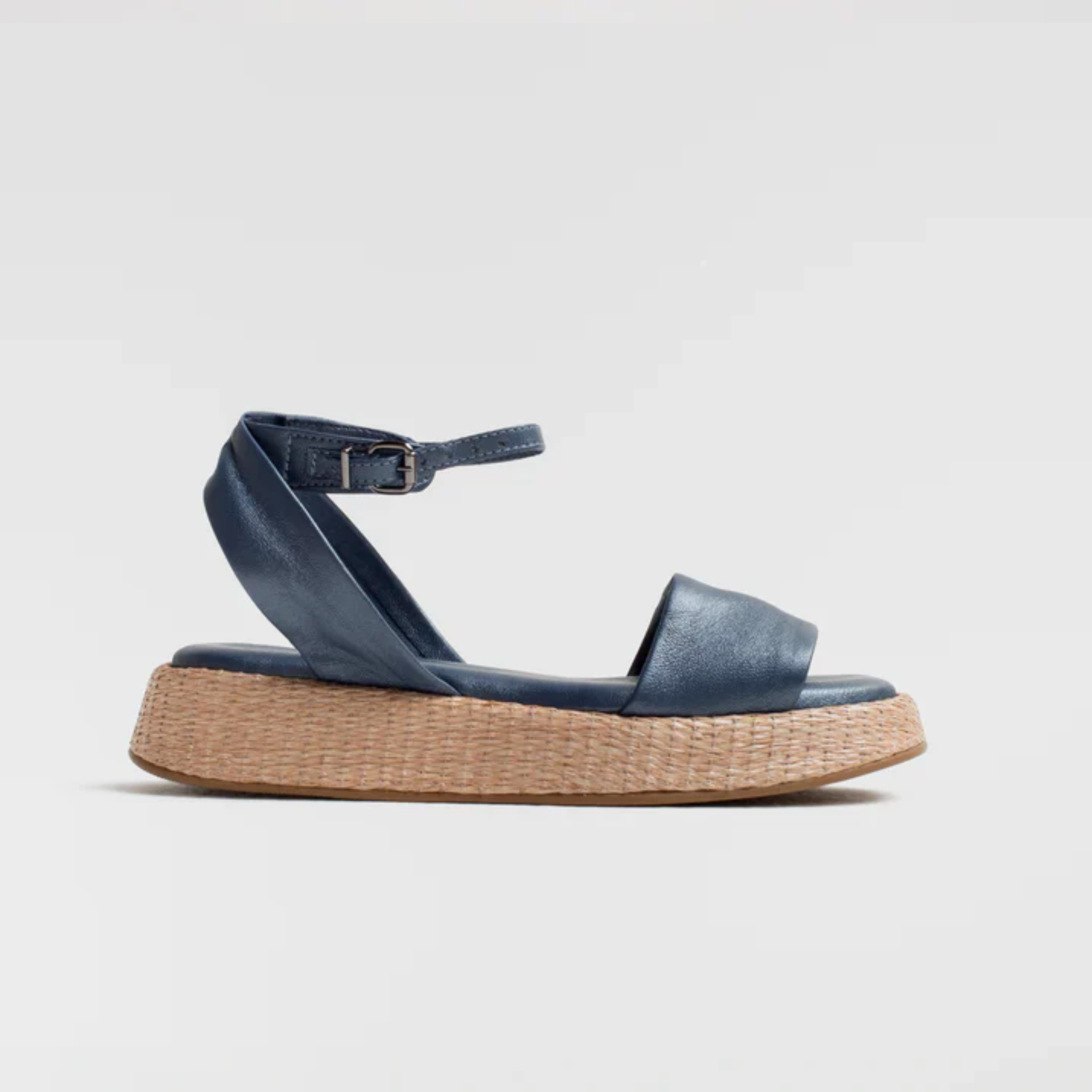 Anabela Flatform Couro Ana Marinho Perolado