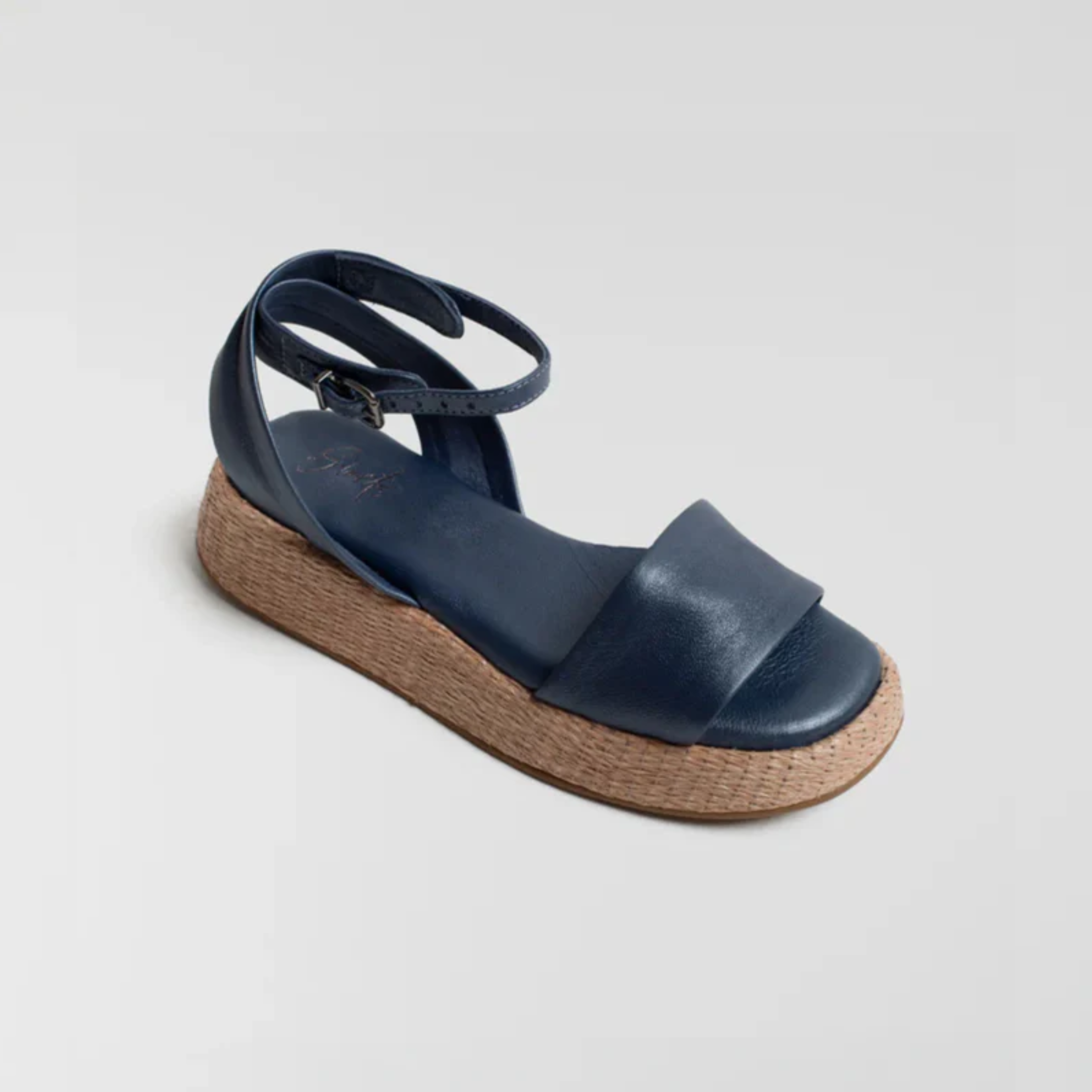 Anabela Flatform Couro Ana Marinho Perolado