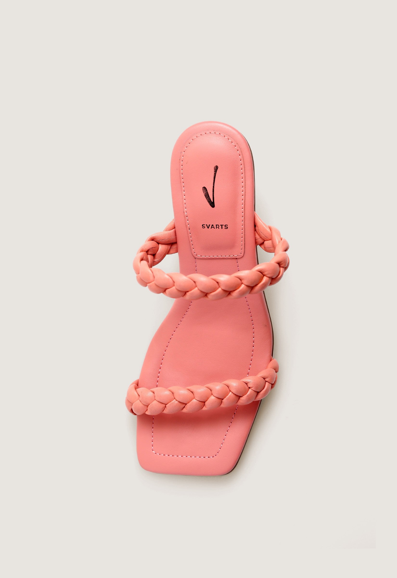 Sandália Mule Couro Trançado Rosa