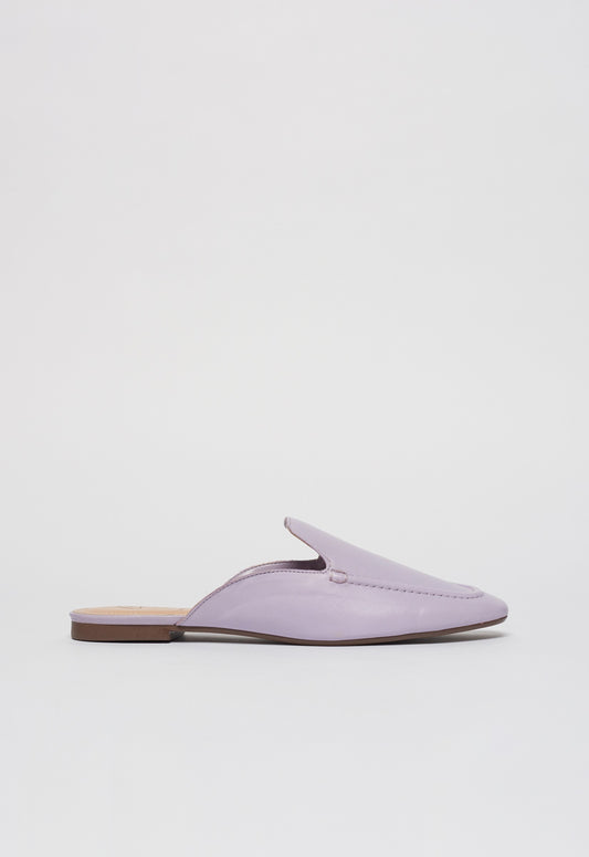 Mule Couro Flat Lilas