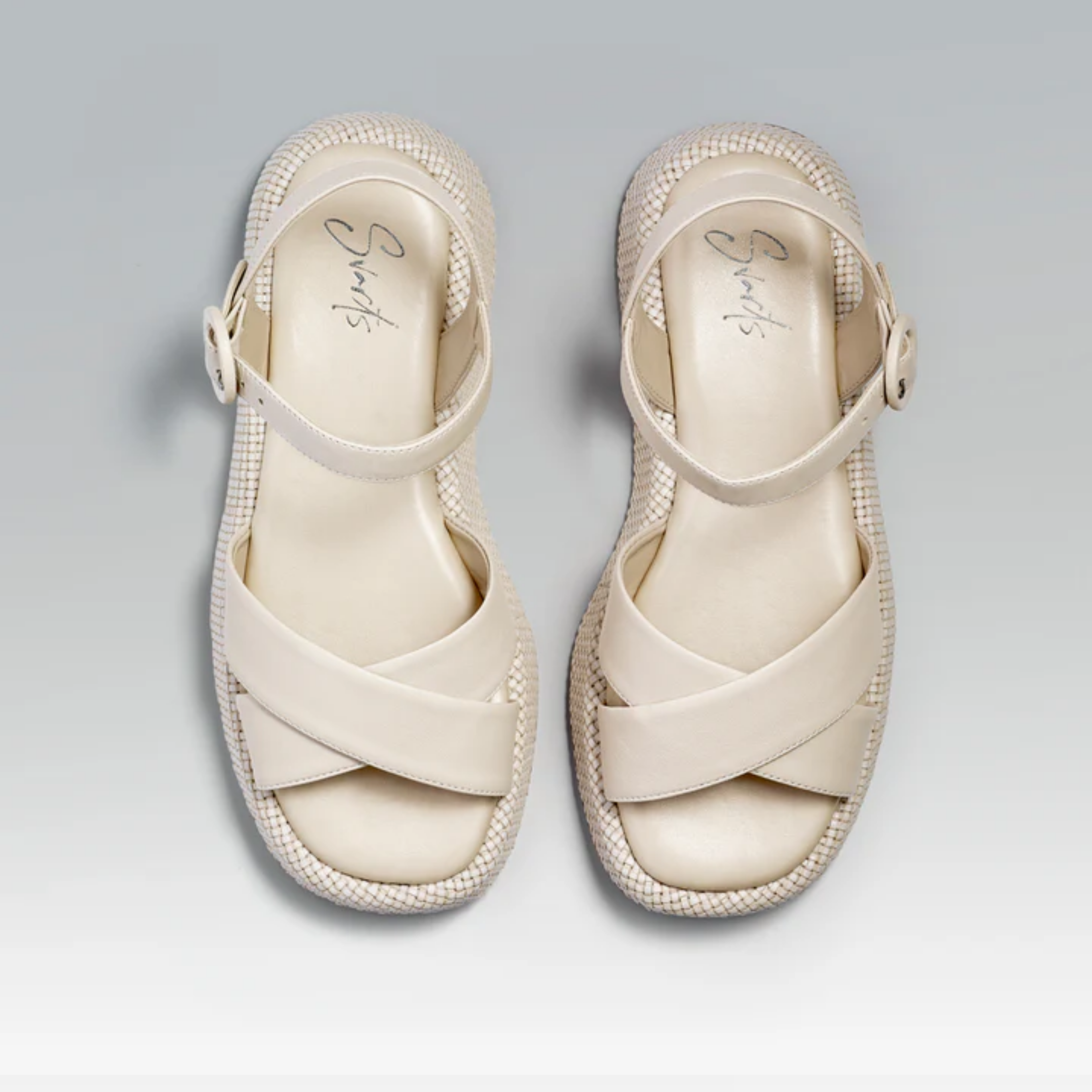 Anabela Flatform Couro Isa Off White