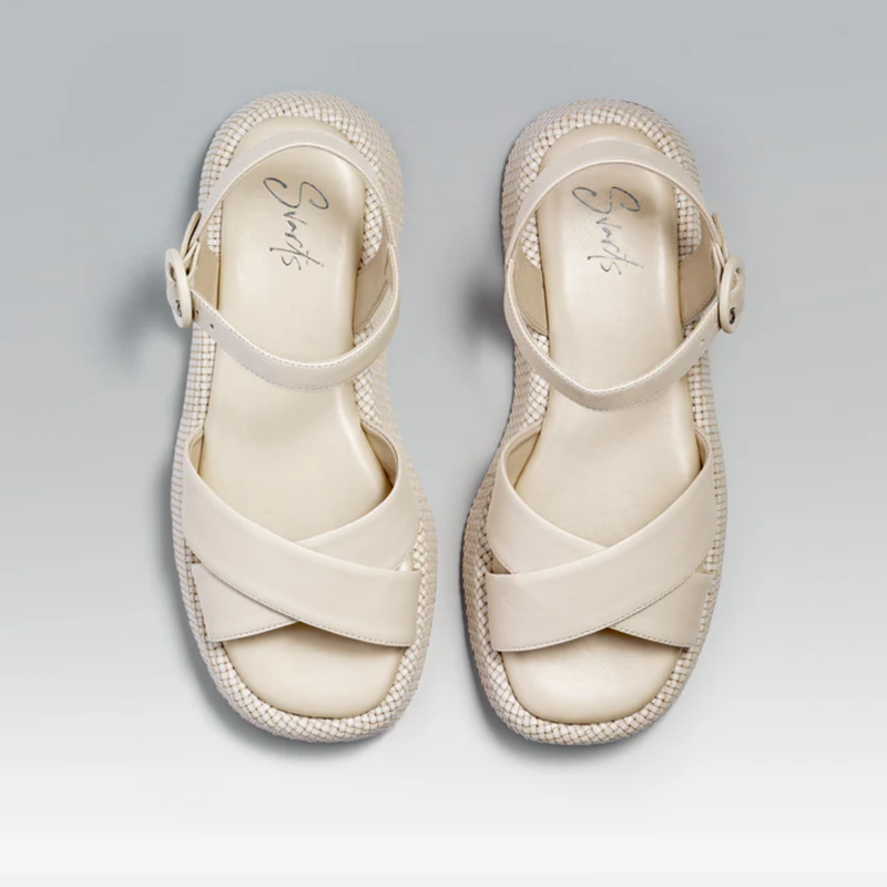 Anabela Flatform Couro Isa Off White