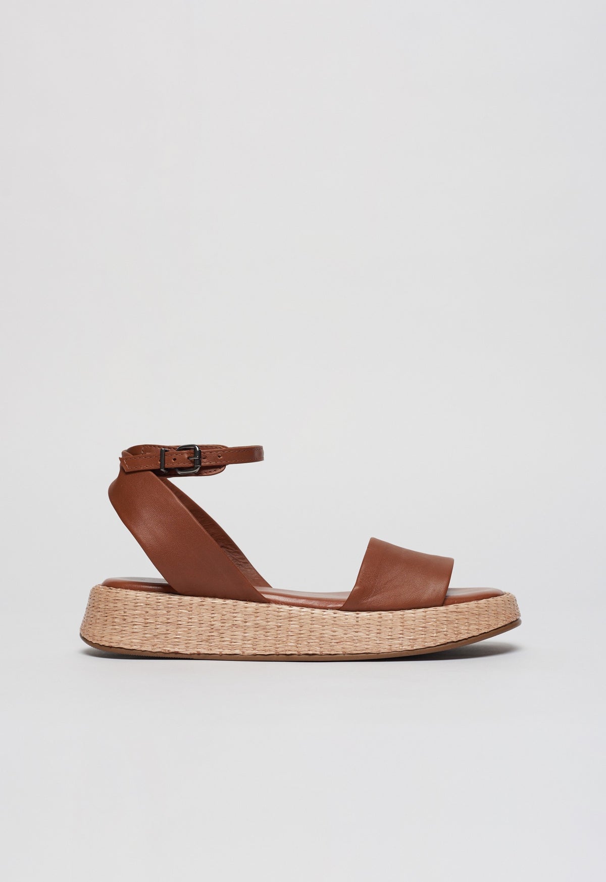 Anabela Flatform Couro Ana Tan