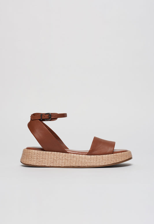Anabela Flatform Couro Ana Whisky