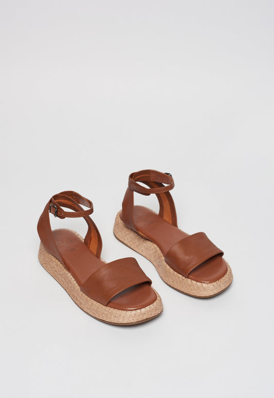 Anabela Flatform Couro Ana Tan