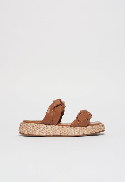 Anabela Flatform Couro Bela Whisky