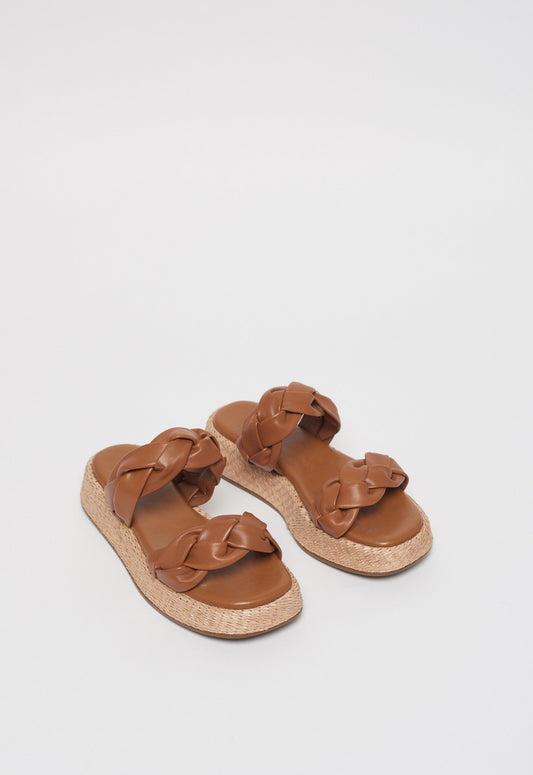 Anabela Flatform Couro Bela Whisky