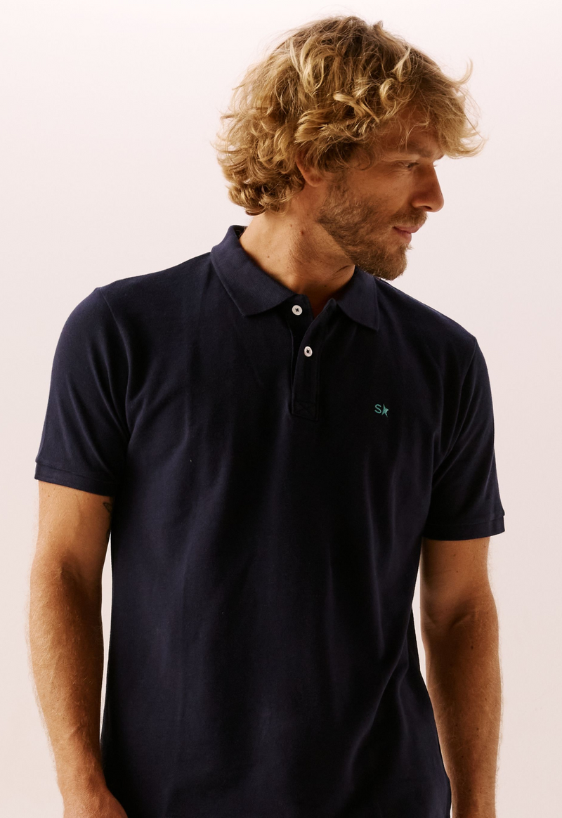 Polo Basic Marinho — Svarts