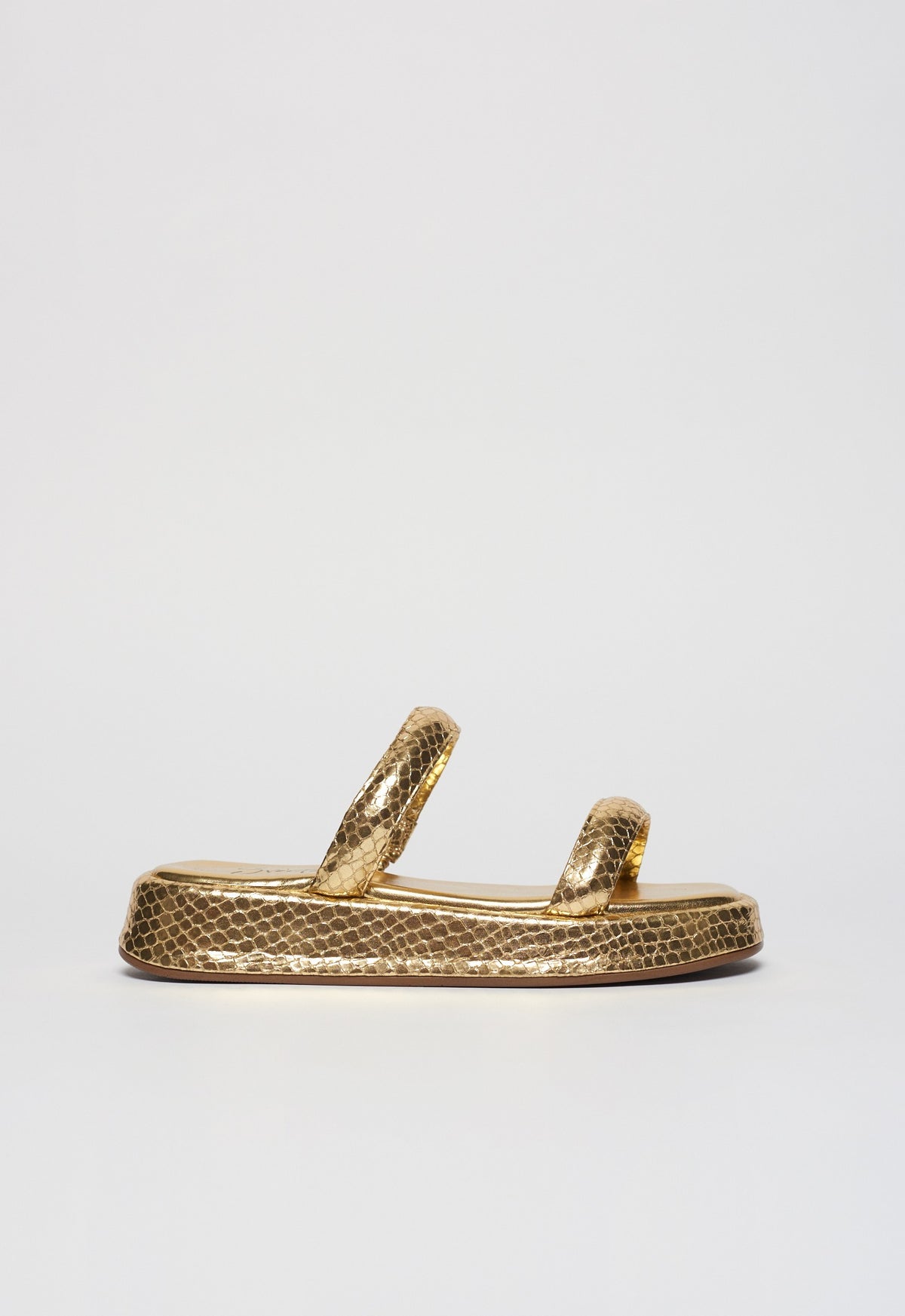 Anabela Flatform Couro Mel Ouro