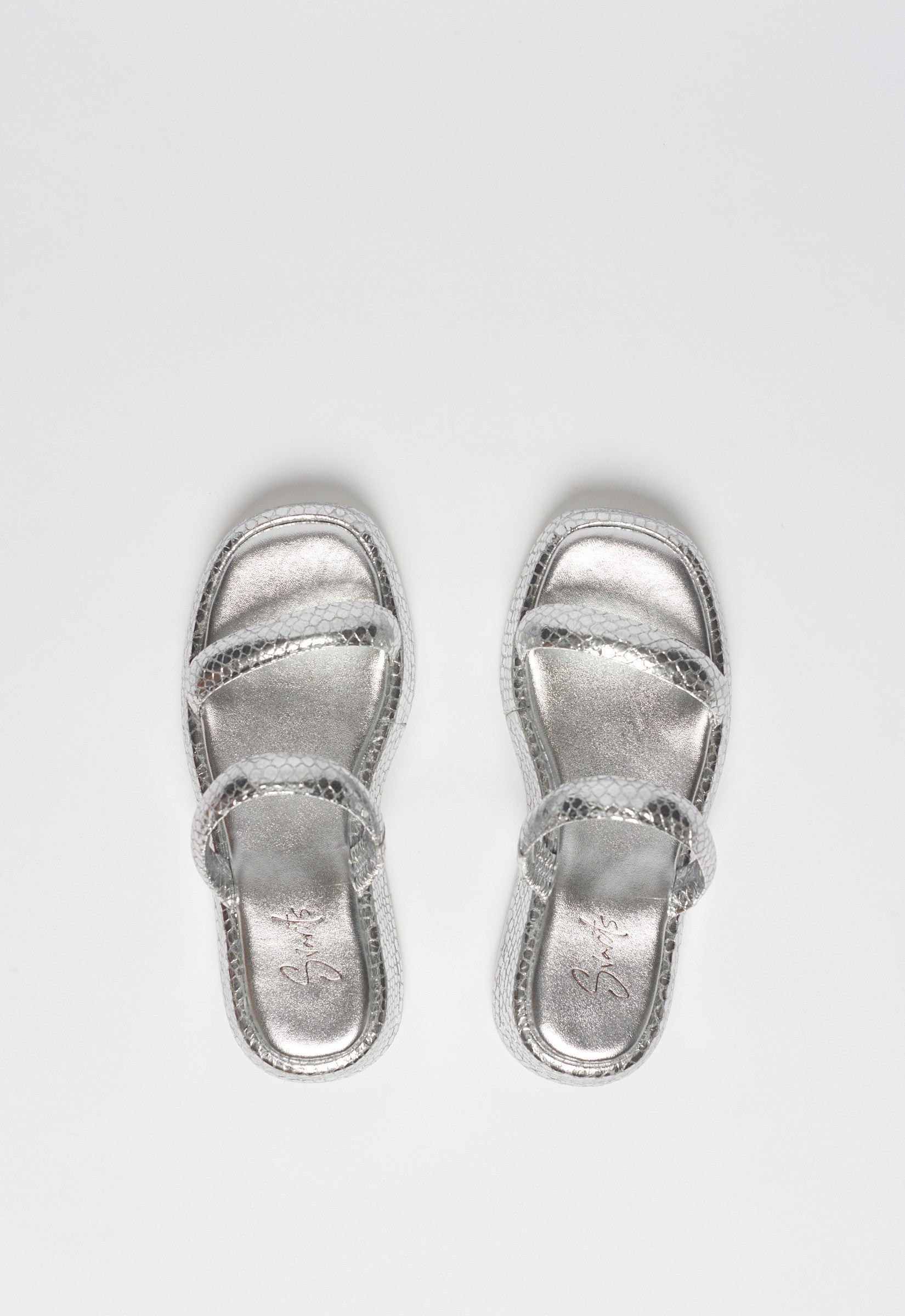Anabela Flatform Couro Mel Prata