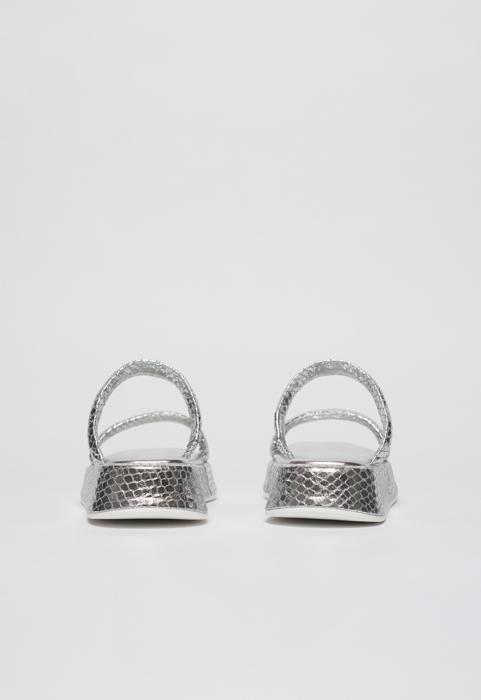 Anabela Flatform Couro Mel Prata