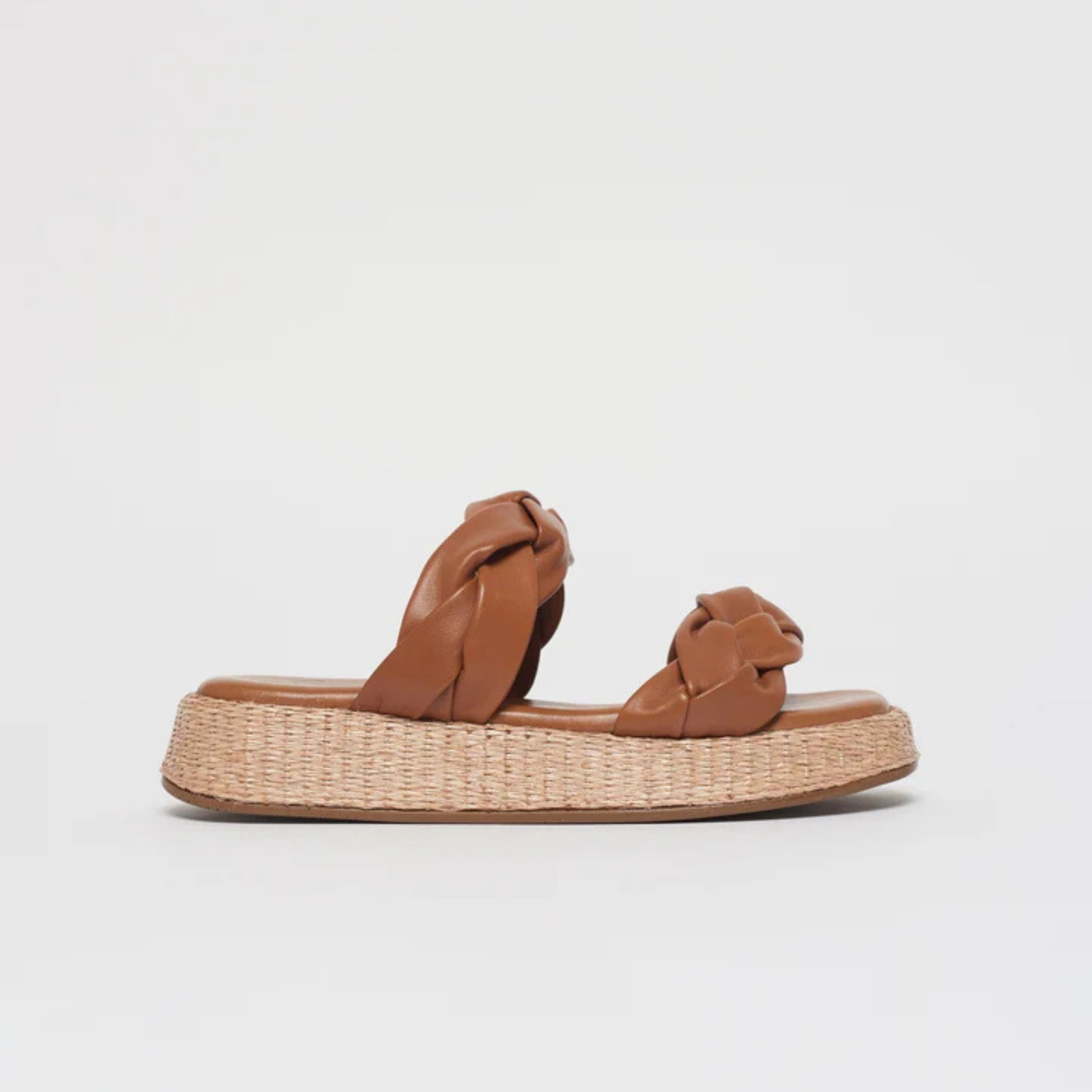 Anabela Flatform Couro Bela Tan
