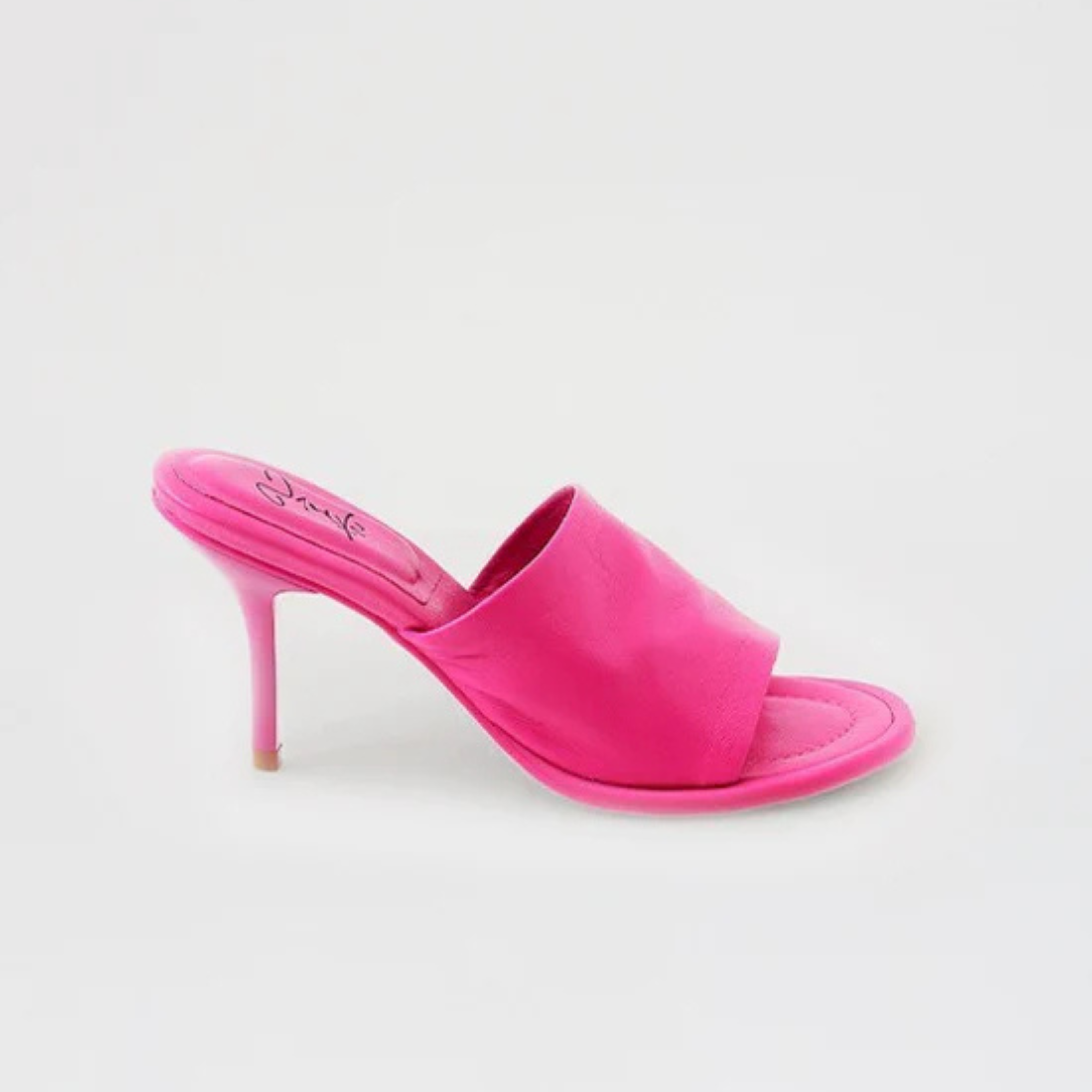 Sandália Mule Couro Salto Médio Rosa