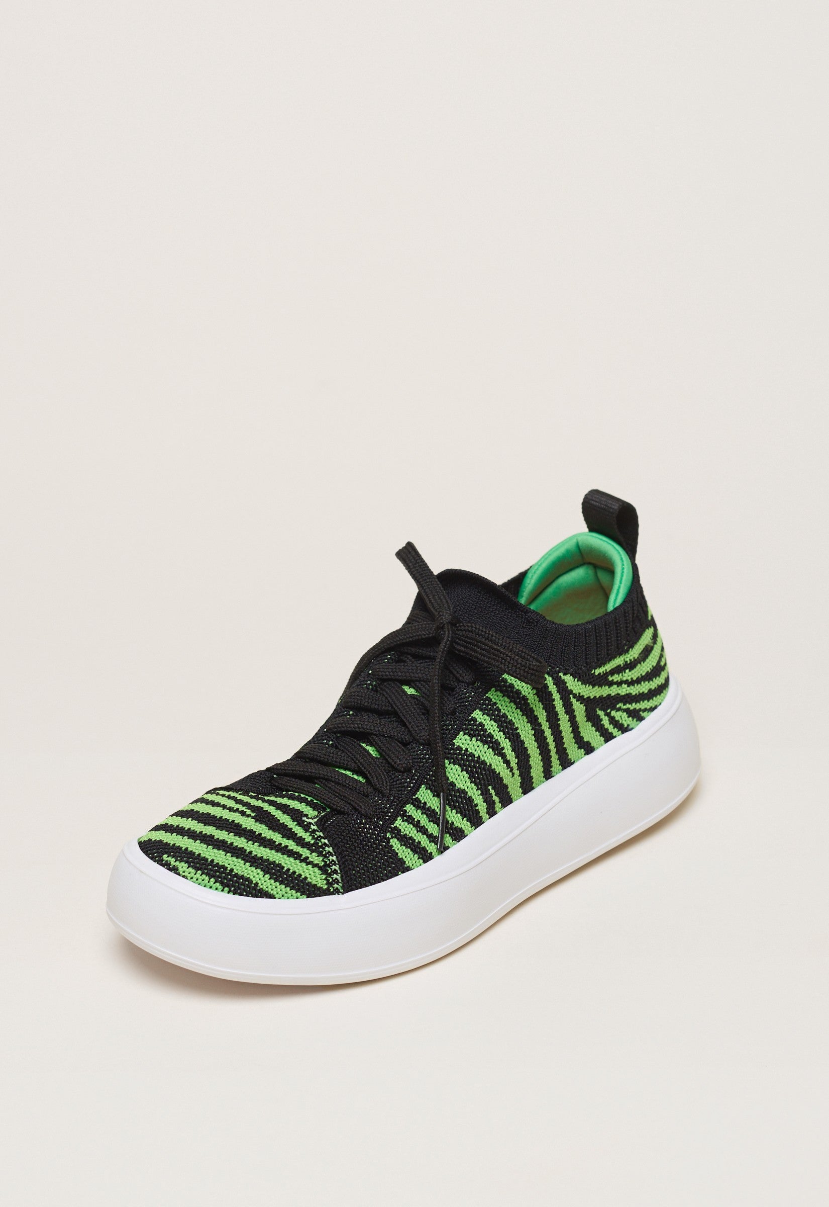 Tênis Knit Amarração Plataforma Zebra Verde
