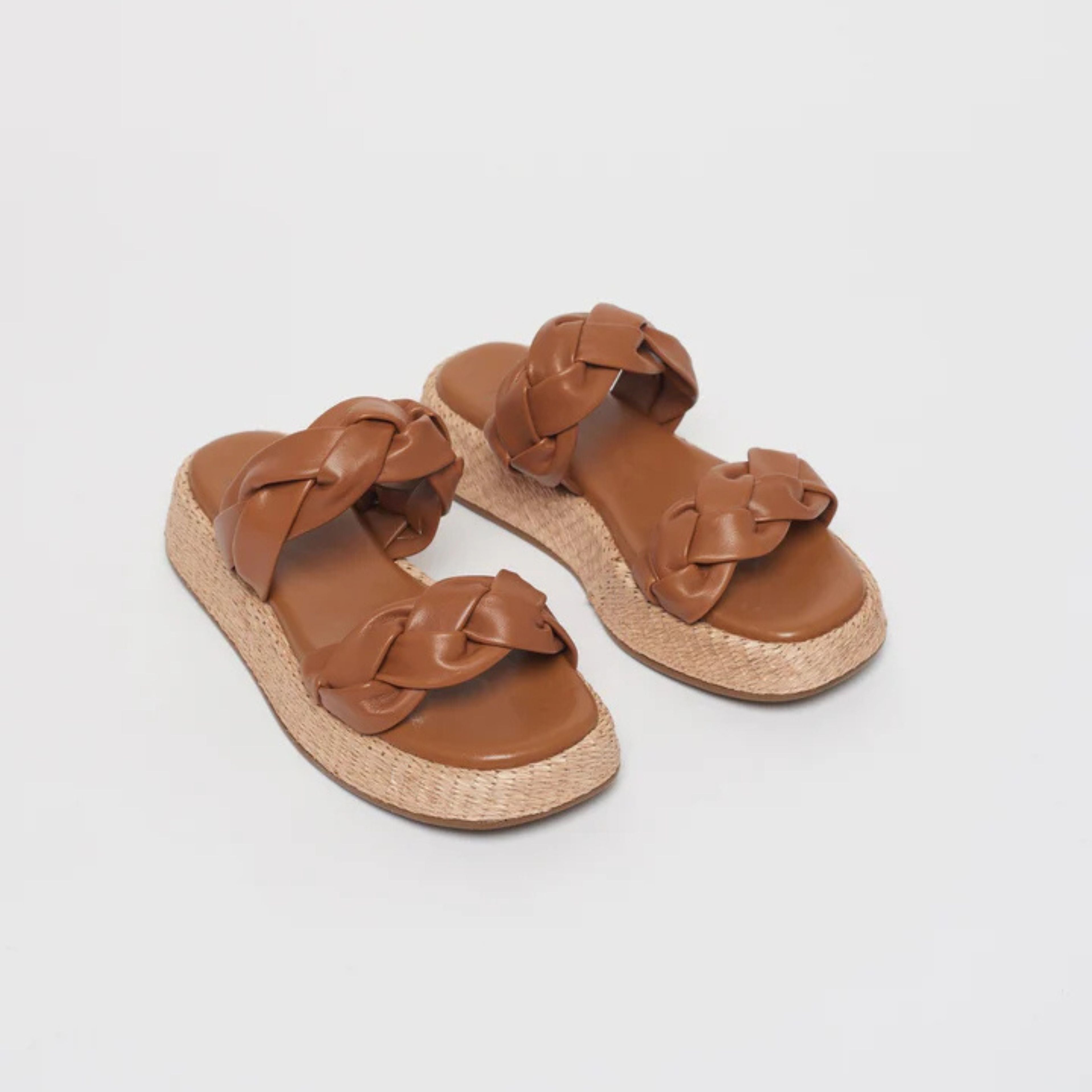 Anabela Flatform Couro Bela Tan