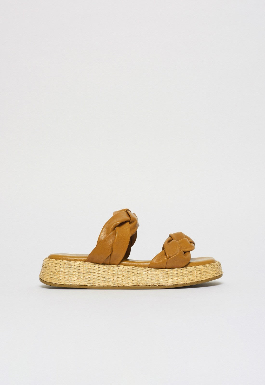 Anabela Flatform Couro Bela Camel