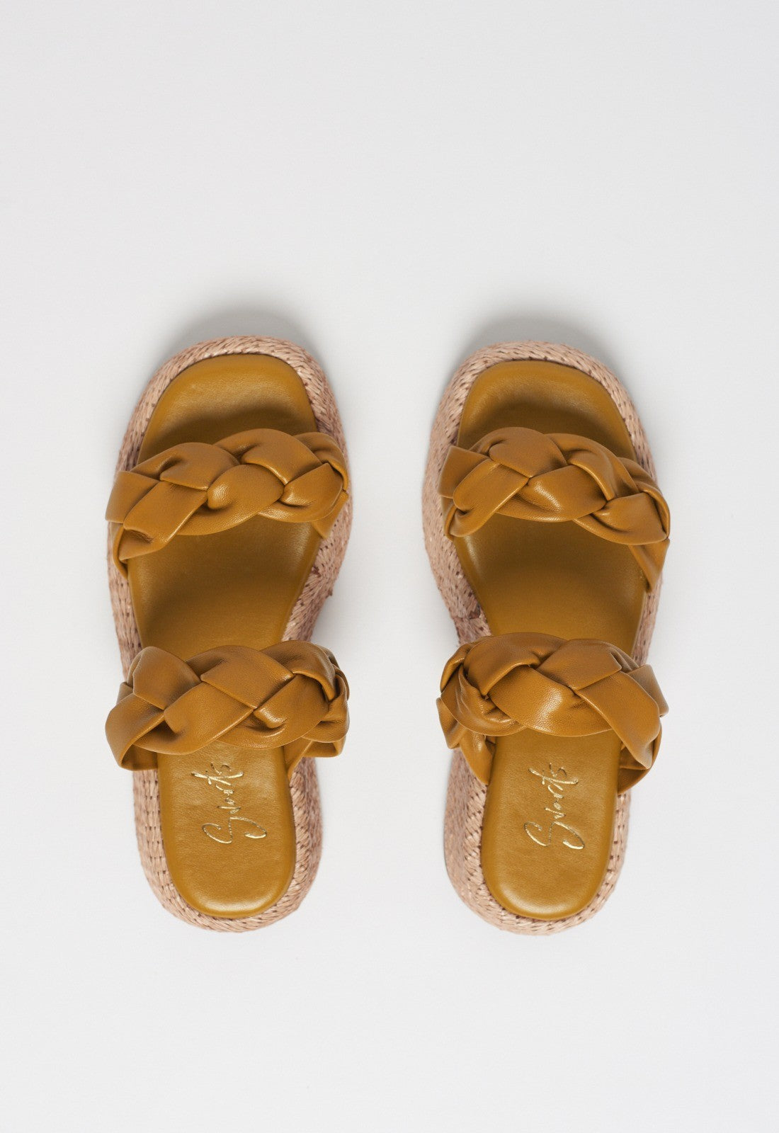 Anabela Flatform Couro Bela Camel