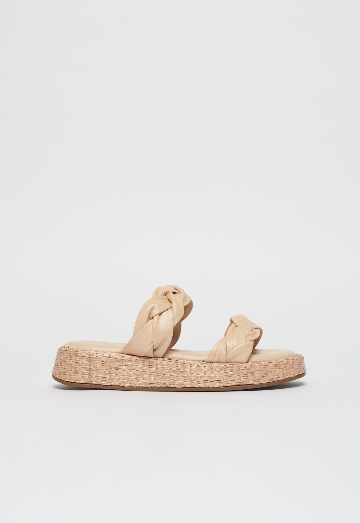 Anabela Flatform Couro Bela Natural