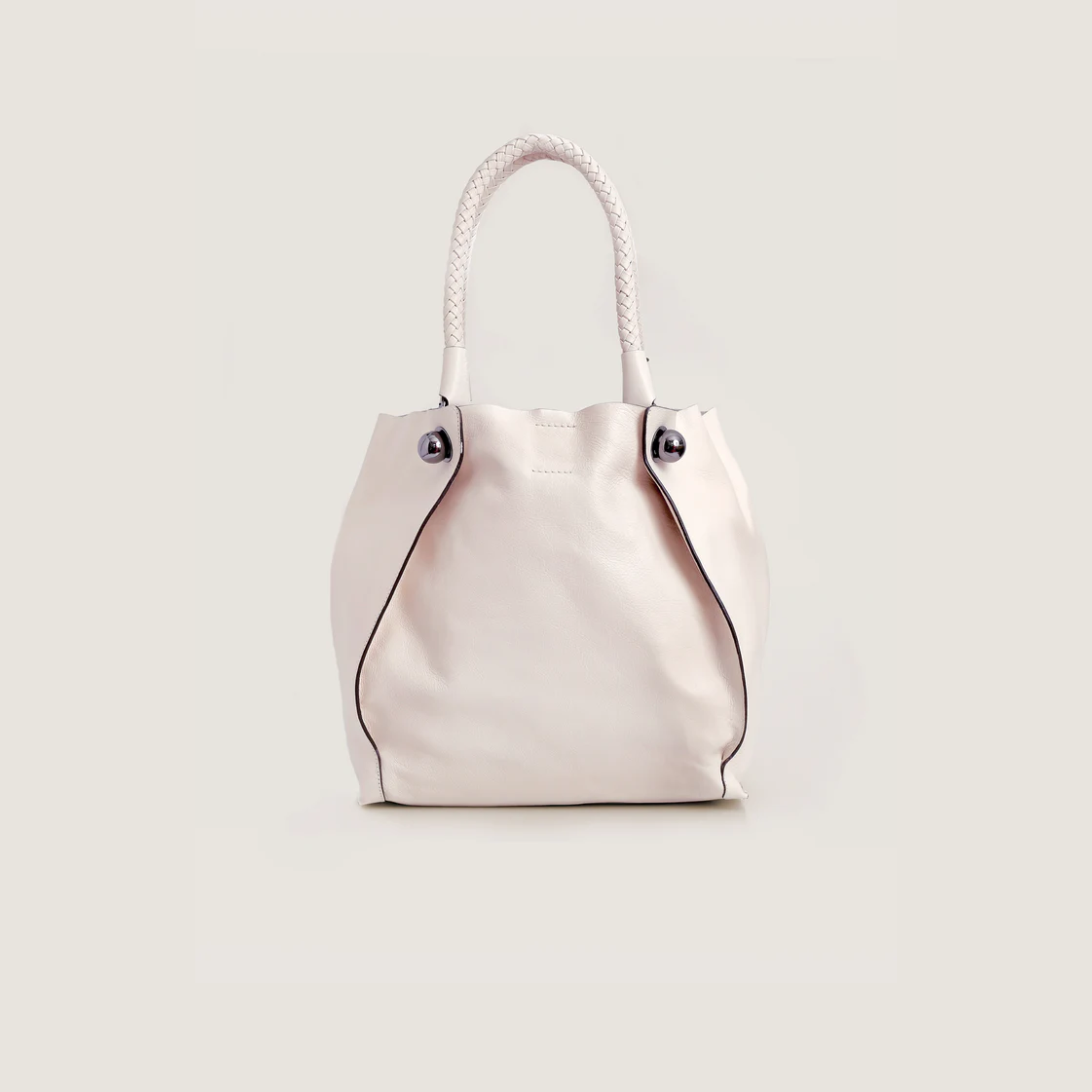 Bolsa Couro Alças Trançadas Off White