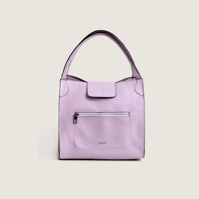 Bolsa Couro Shopping Zíper Lilás — Svarts