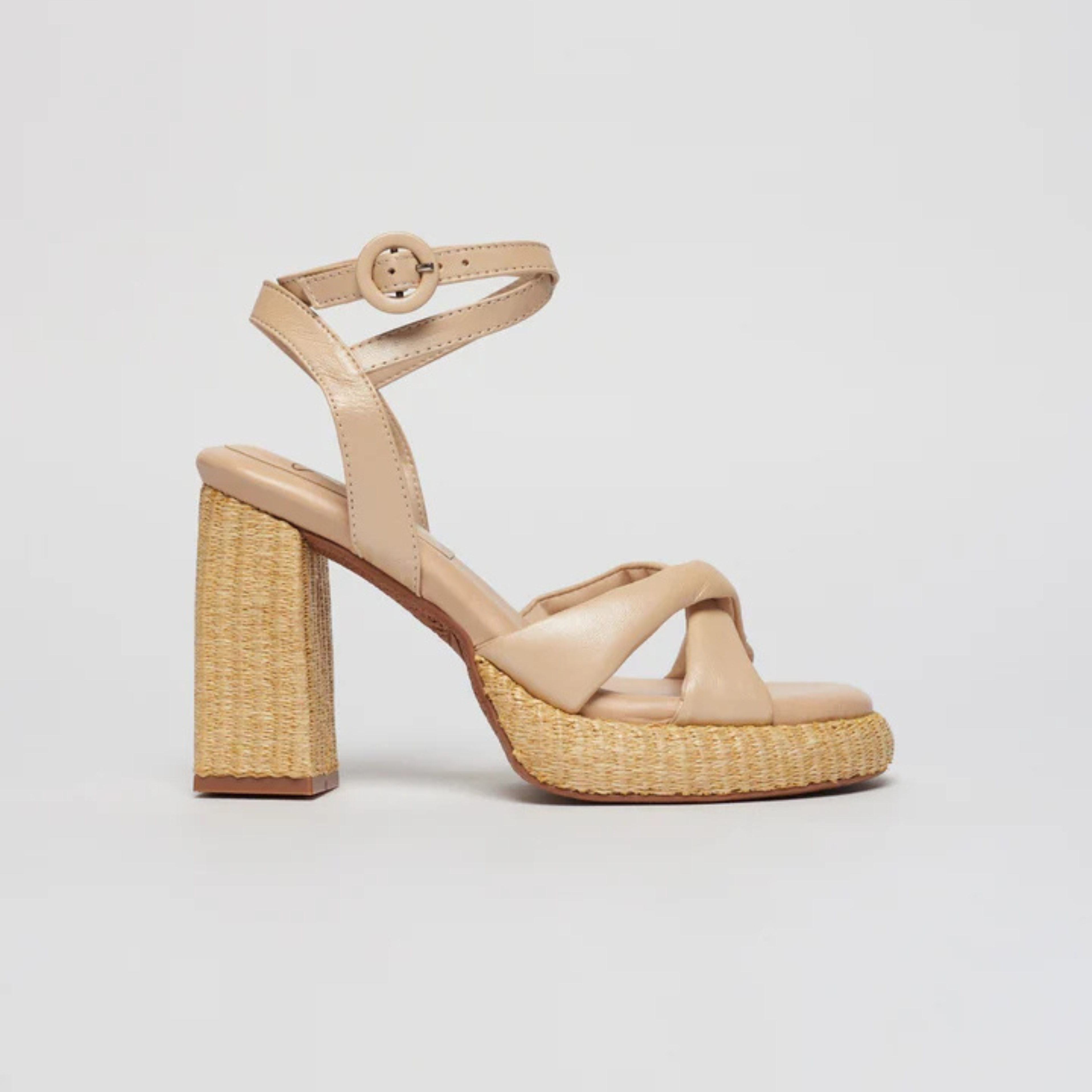 Sandália Couro Plataforma Vitória Bege