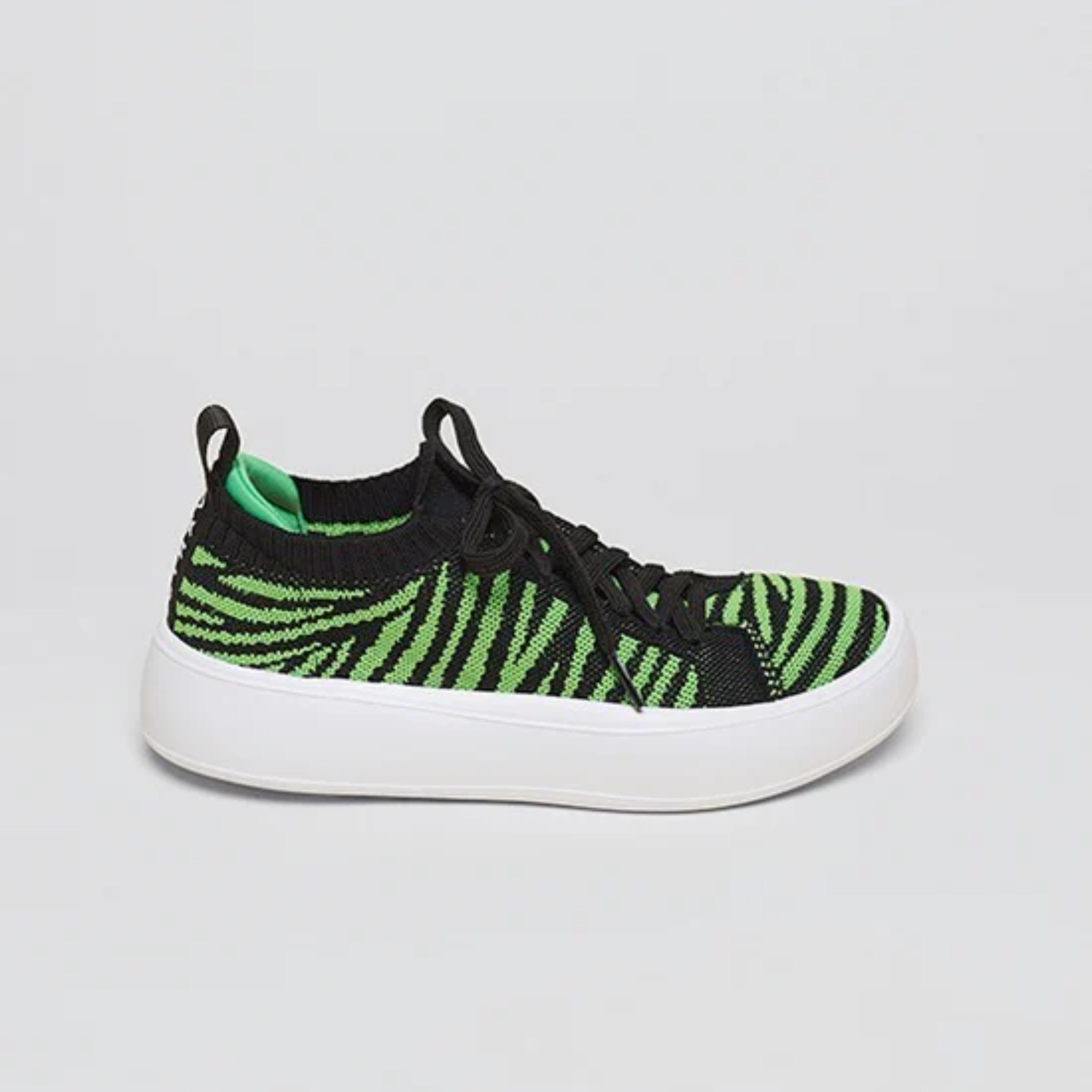Tênis Knit Amarração Plataforma Zebra Verde