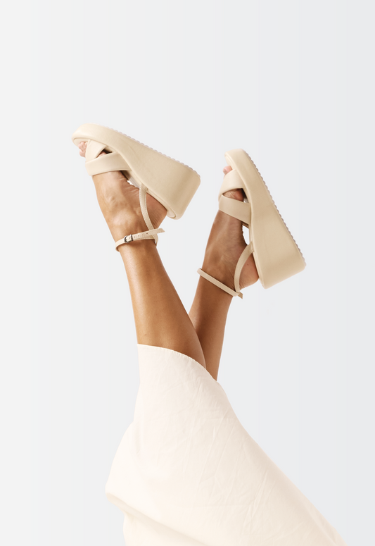 Anabela Couro Mari Off White