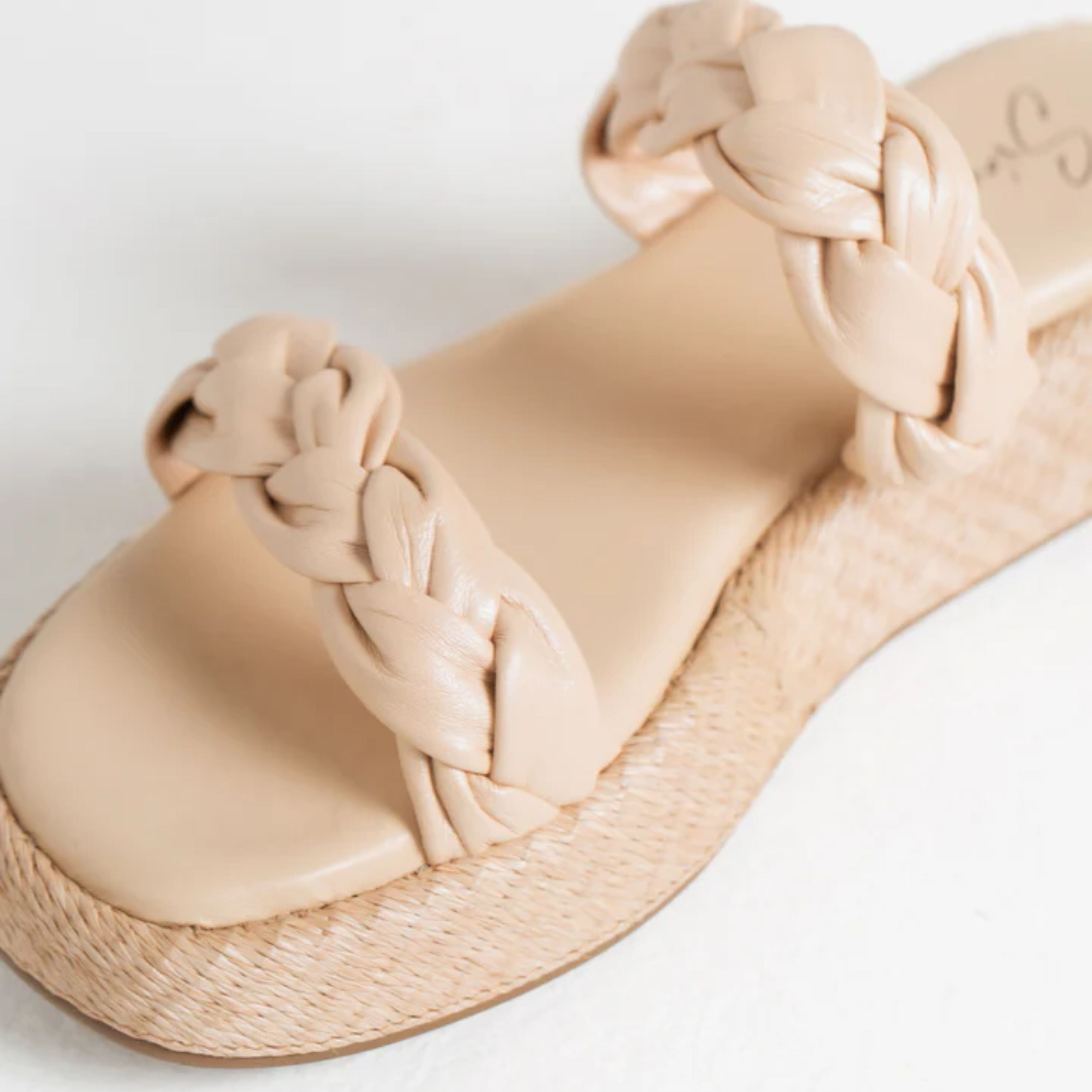 Anabela Flatform Couro Bela Natural