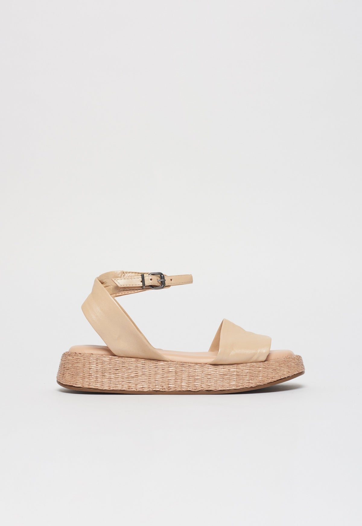 Anabela Flatform Couro Ana Natural