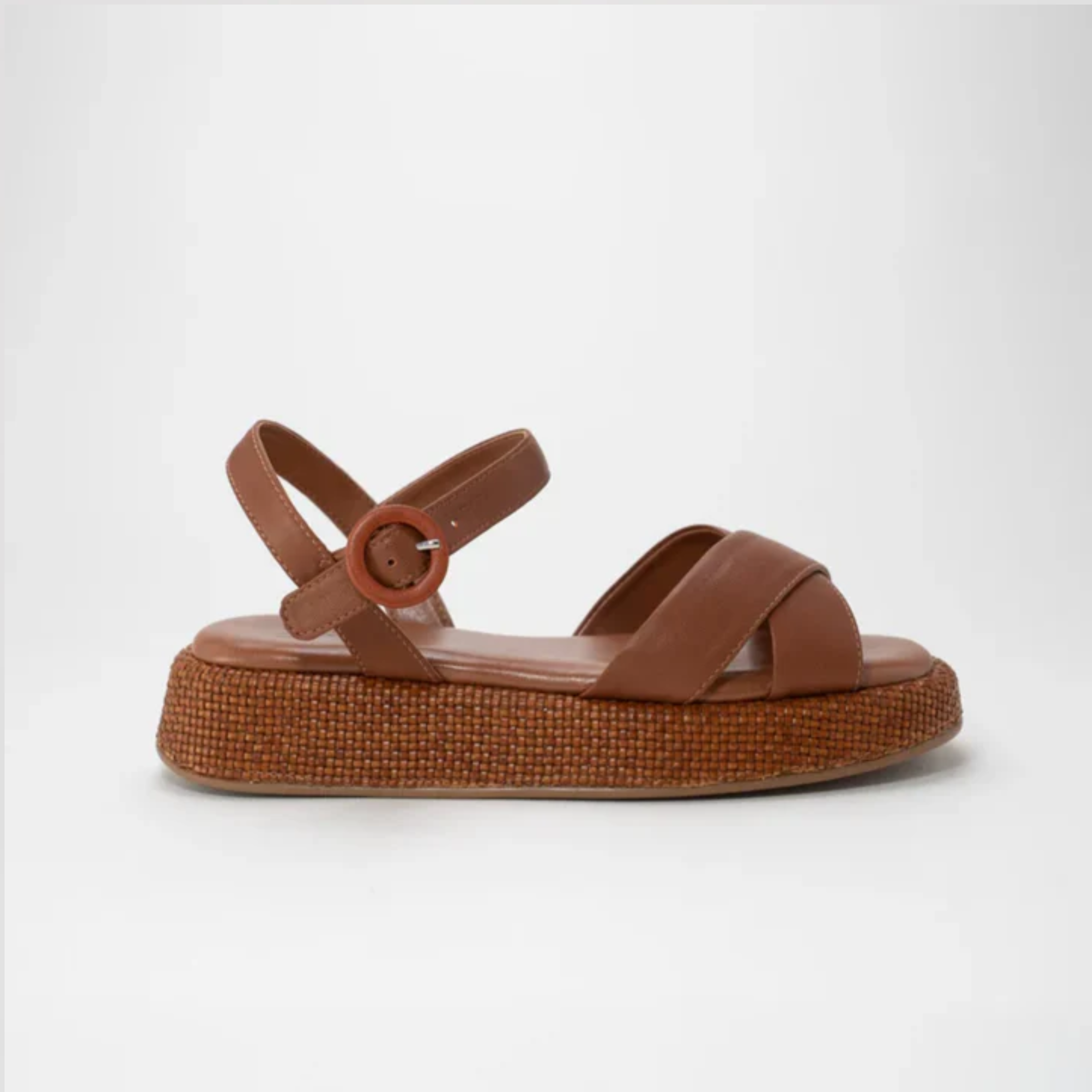 Anabela Flatform Couro Isa Whisky