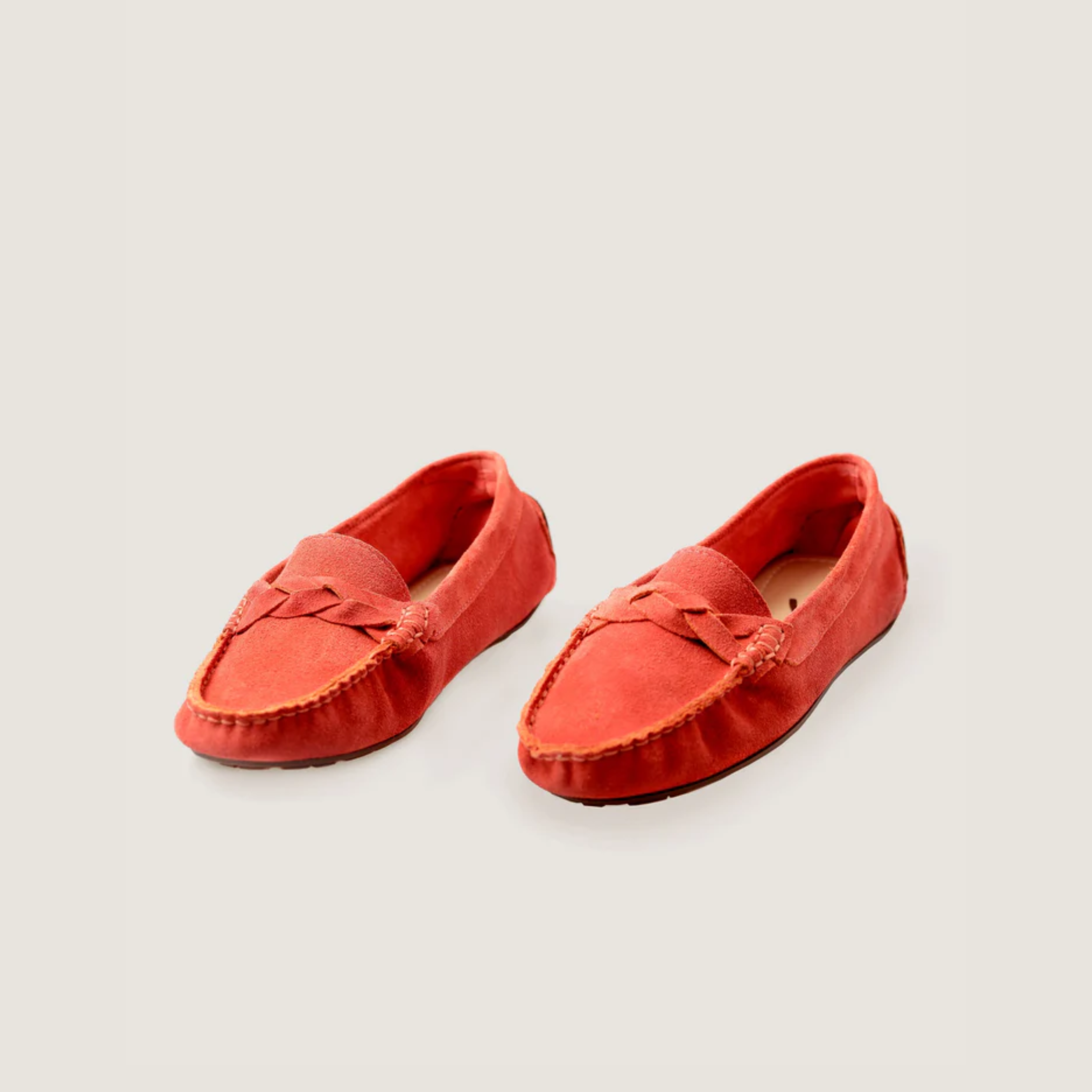 Mocassim Trançado Camurça Laranja