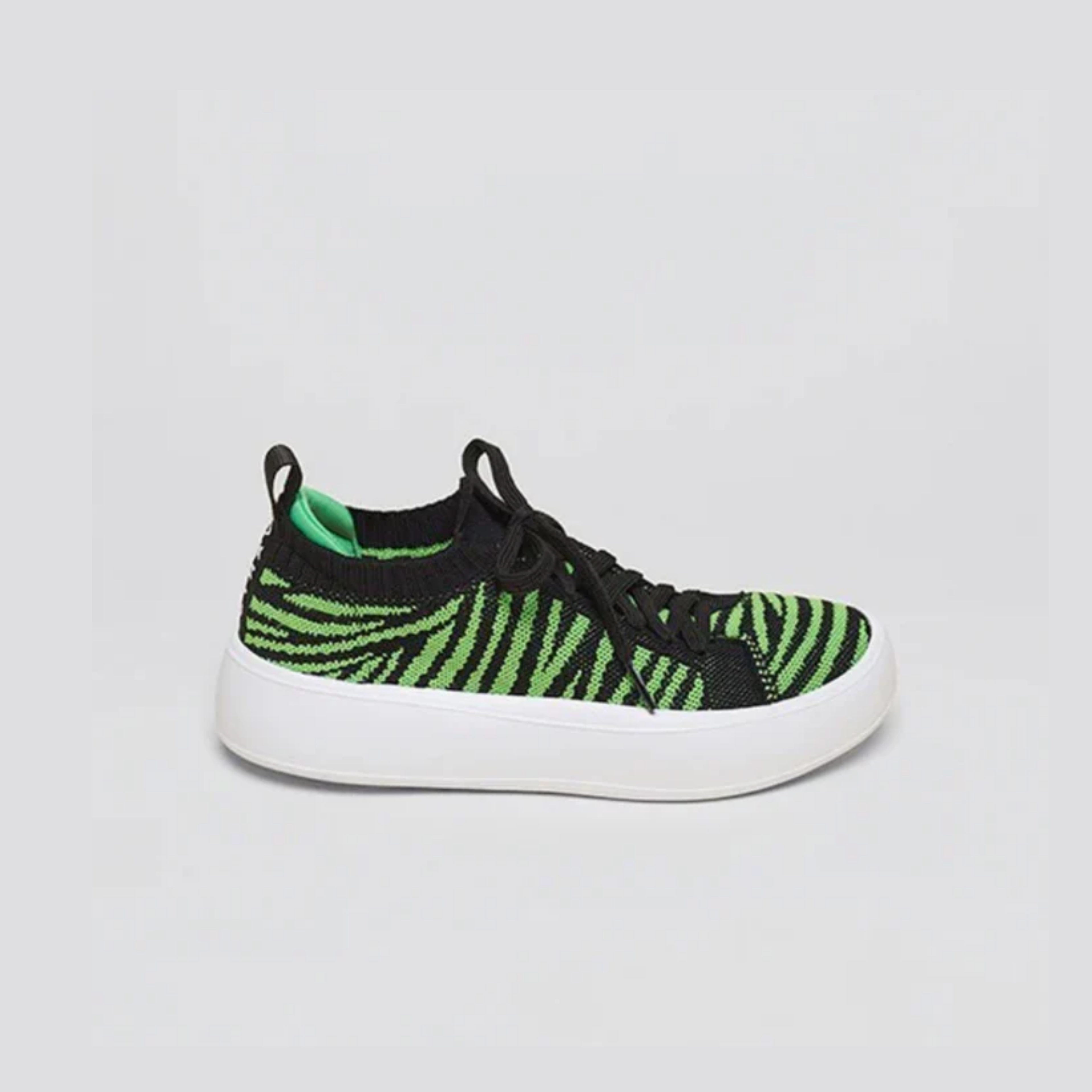 Tênis Knit Amarração Plataforma Zebra Verde