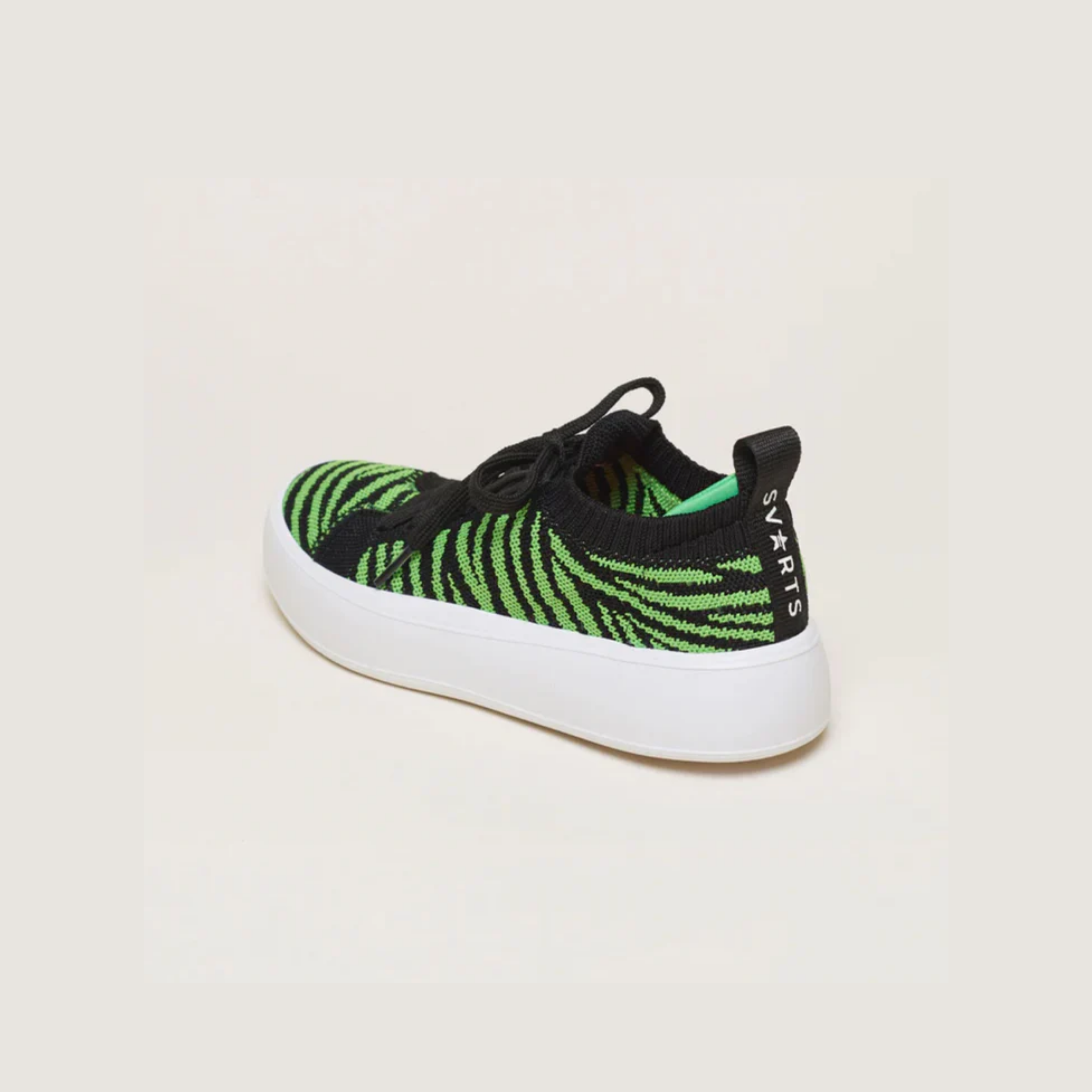 Tênis Knit Amarração Plataforma Zebra Verde