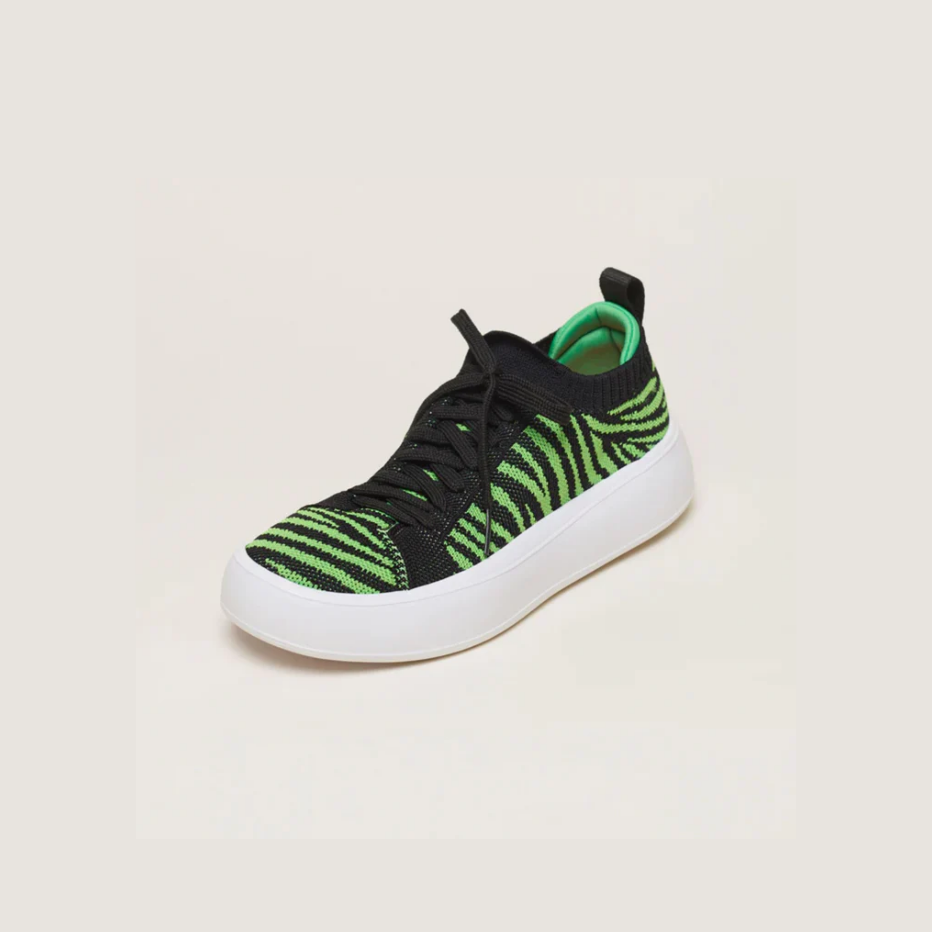 Tênis Knit Amarração Plataforma Zebra Verde