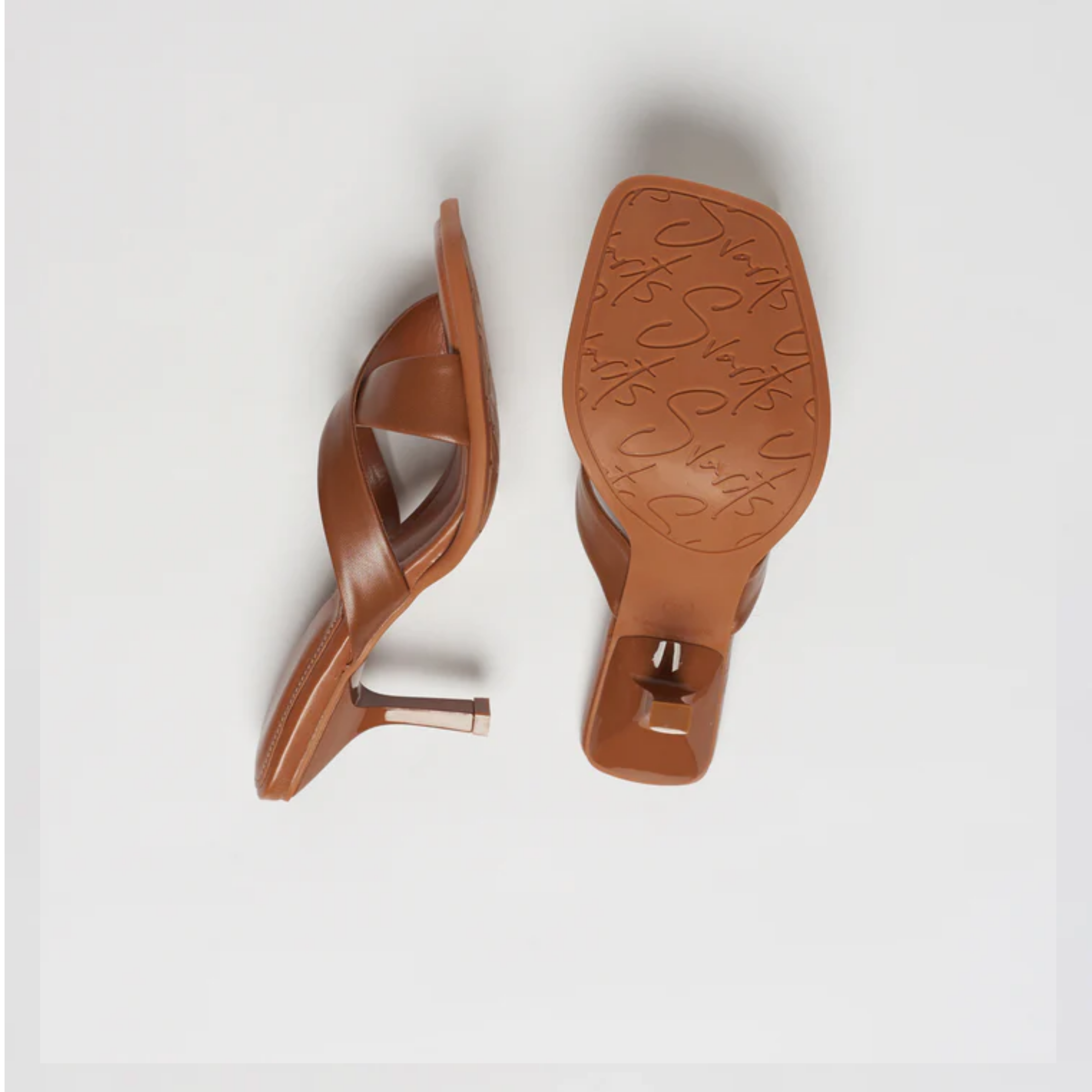 Sandália Couro Salto Médio Mari Maria Tan