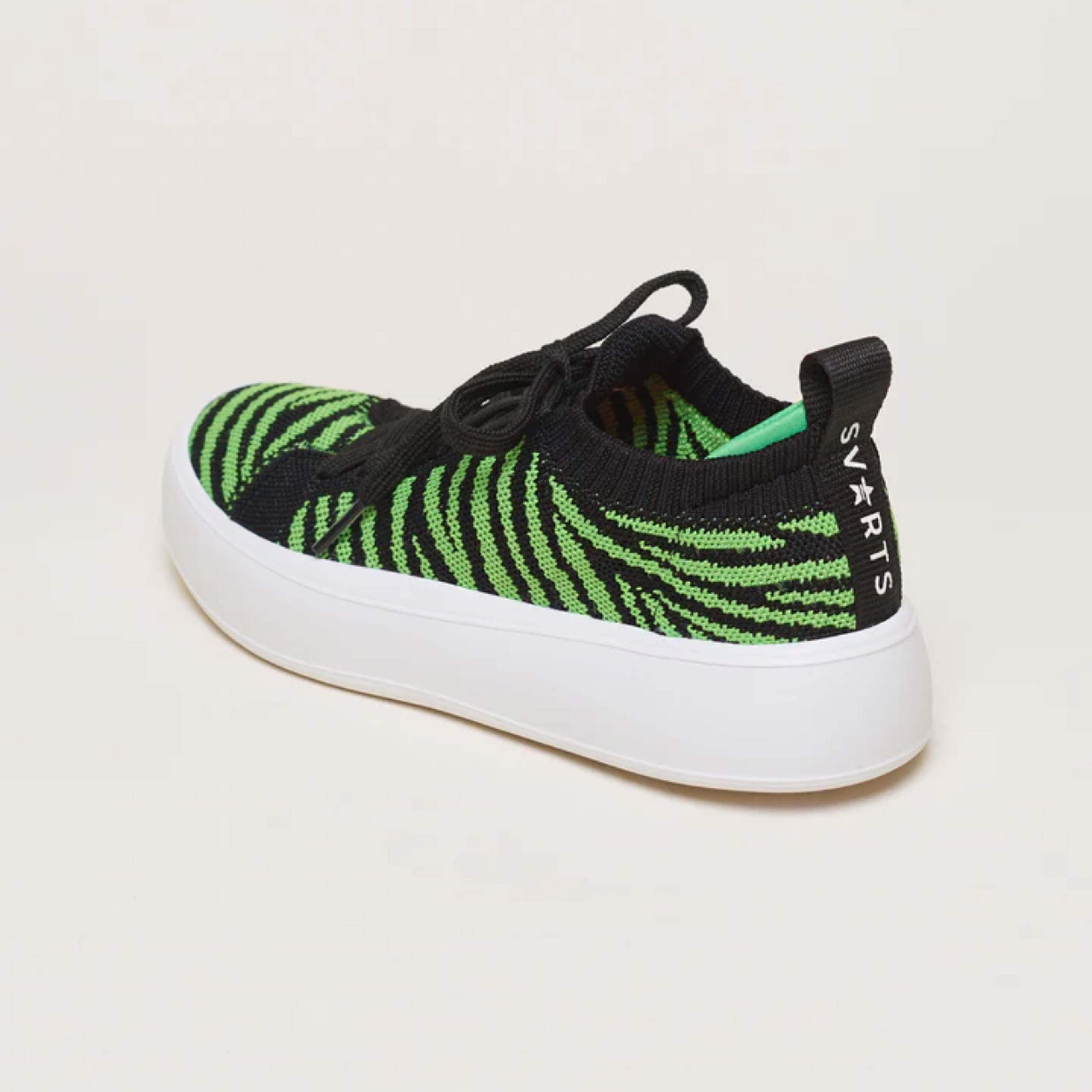 Tênis Knit Amarração Plataforma Zebra Verde