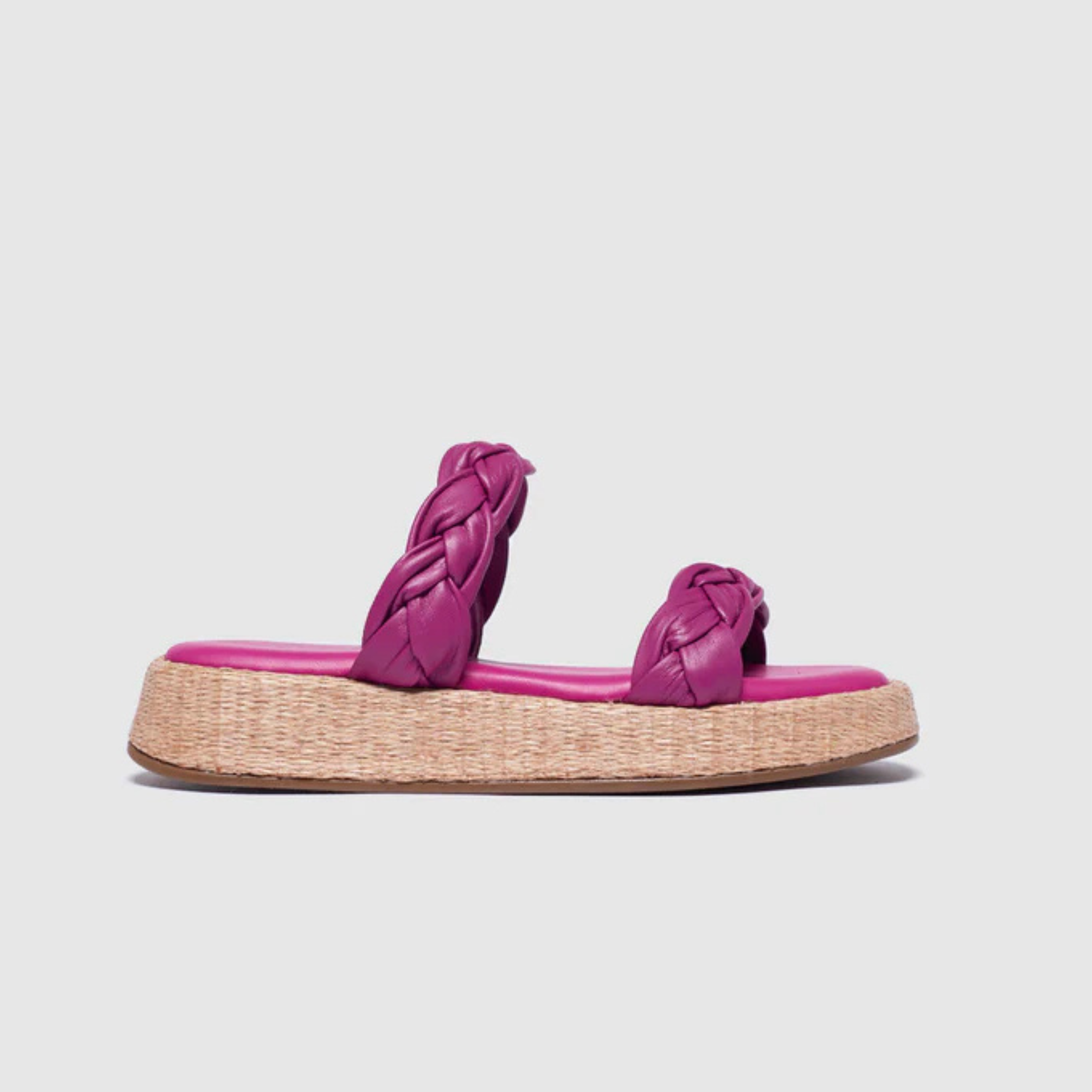 Anabela Flatform Couro Bela Fucsia