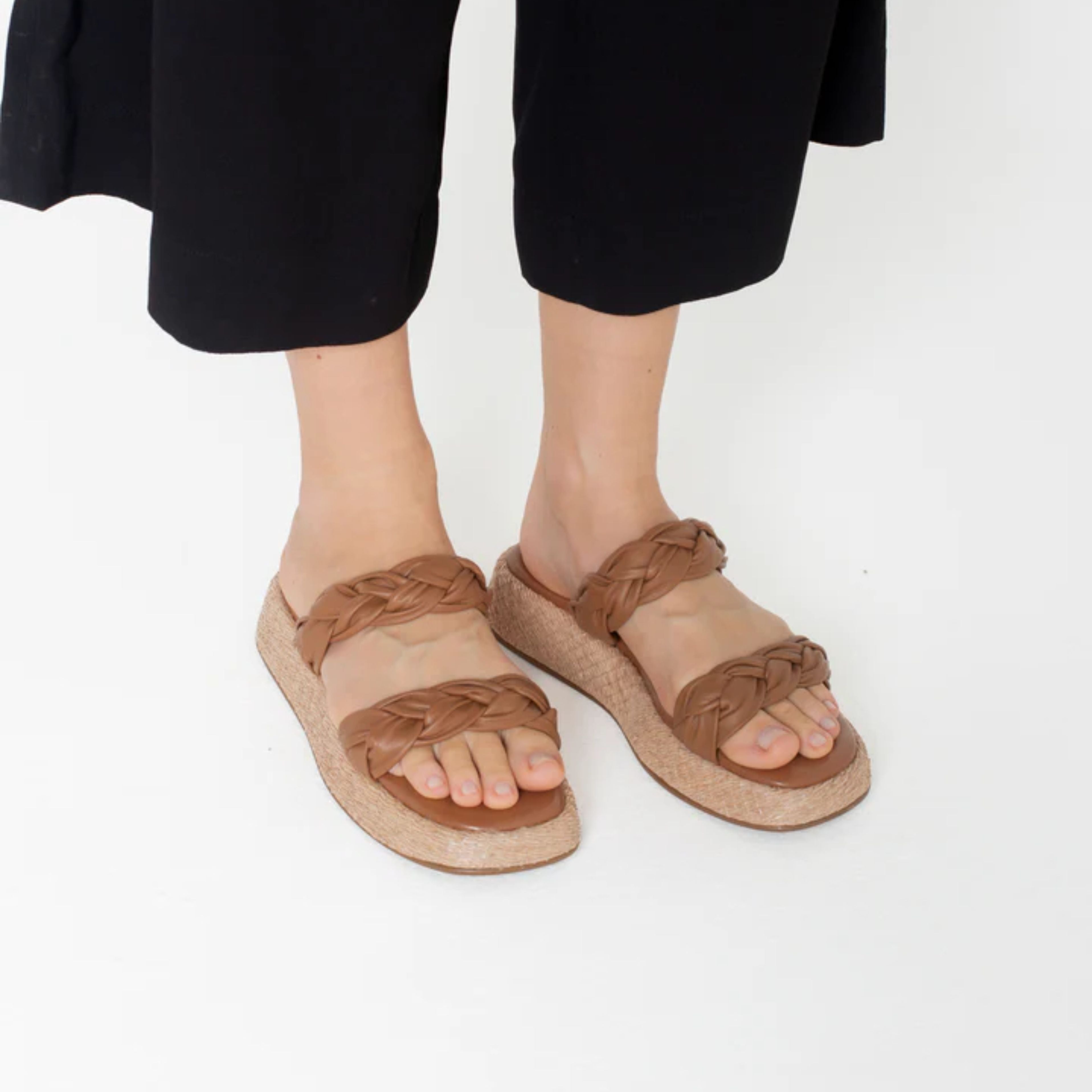 Anabela Flatform Couro Bela Whisky