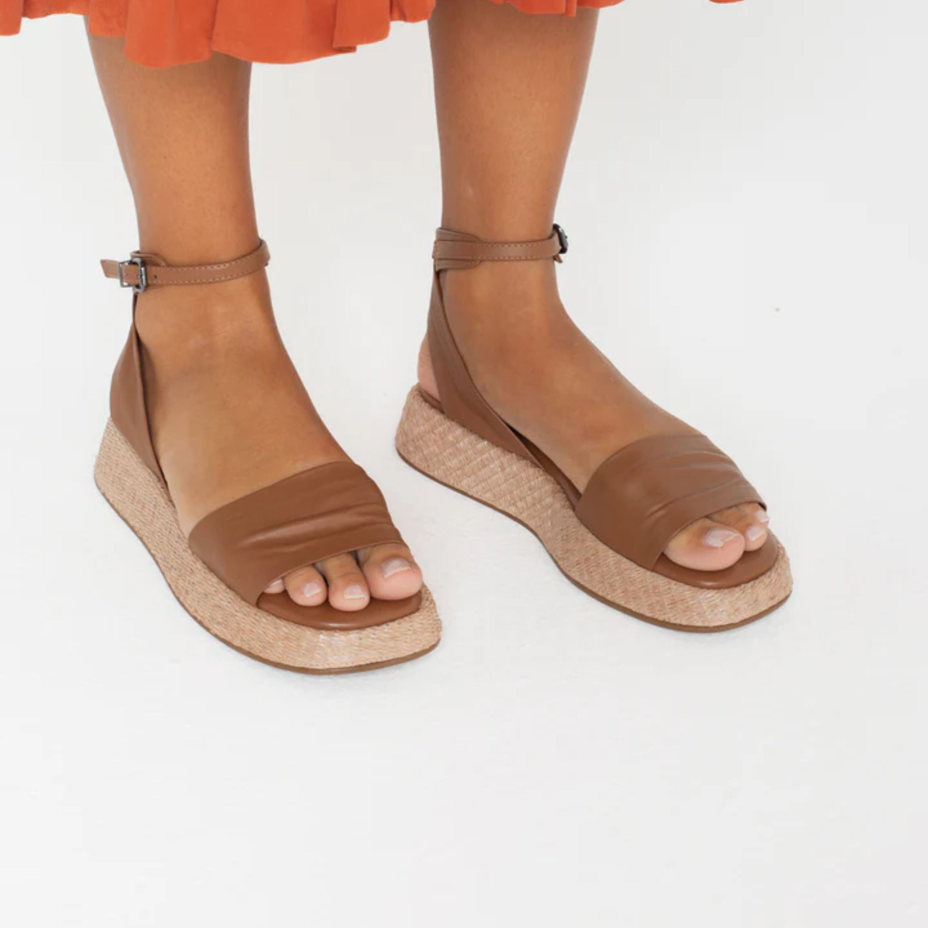 Anabela Flatform Couro Ana Whisky