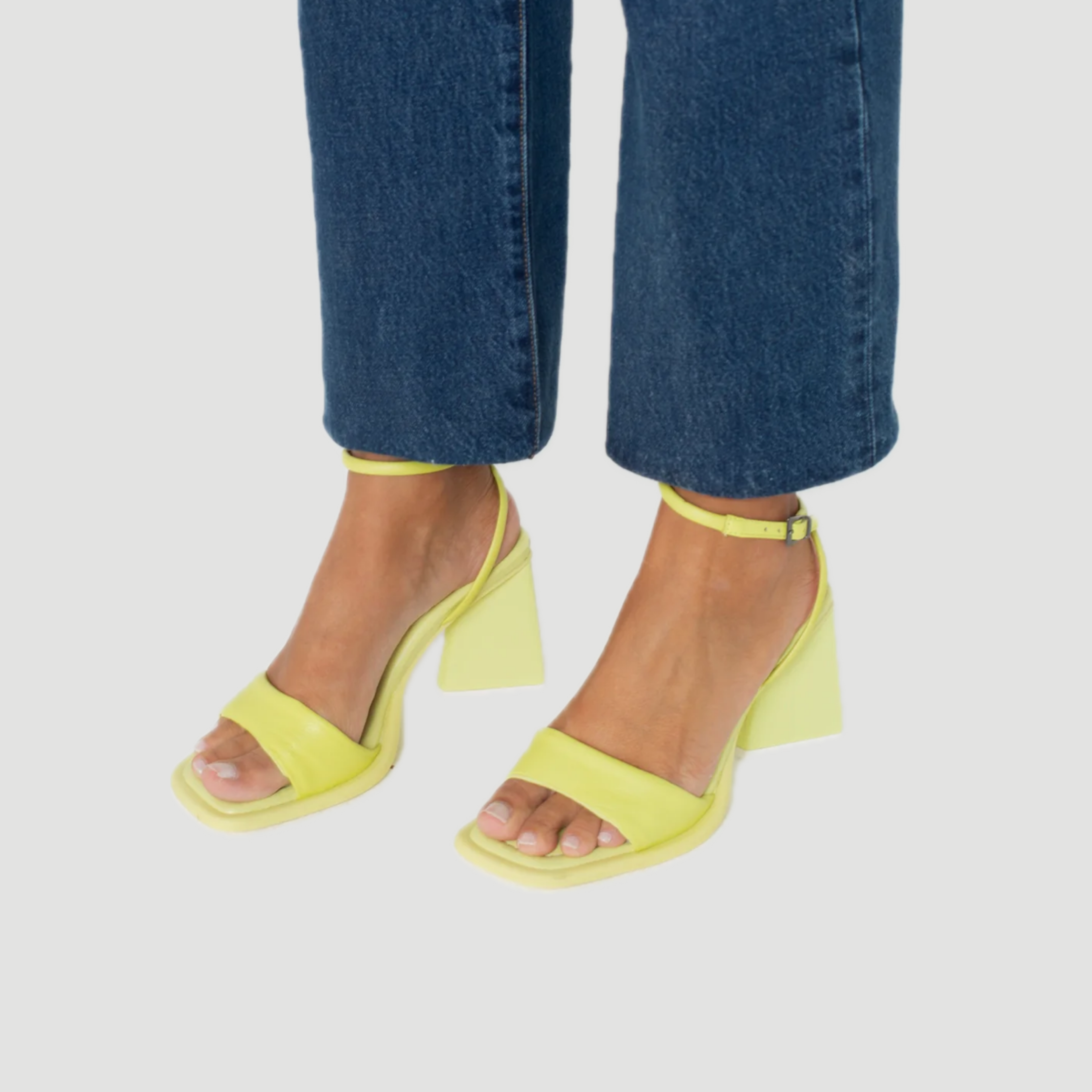 Sandália Couro Salto Alto Natália Amarelo Citron